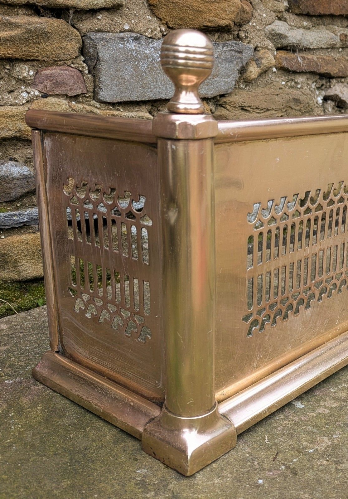 Smart 19th Century Brass Fire Fender photo for sale