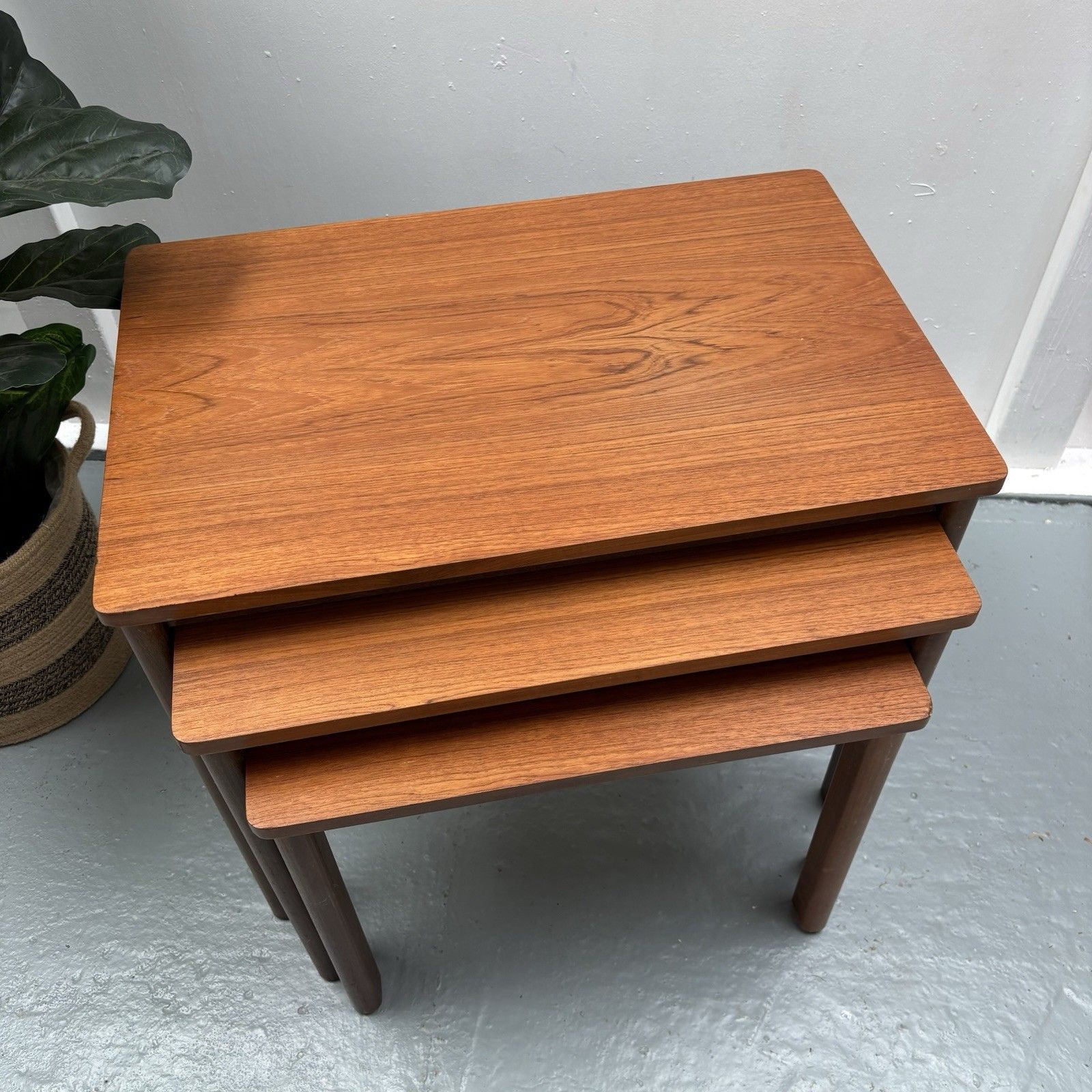 Danish Midcentury Modernist Nest Of Three Tables In Teak & Rosewood