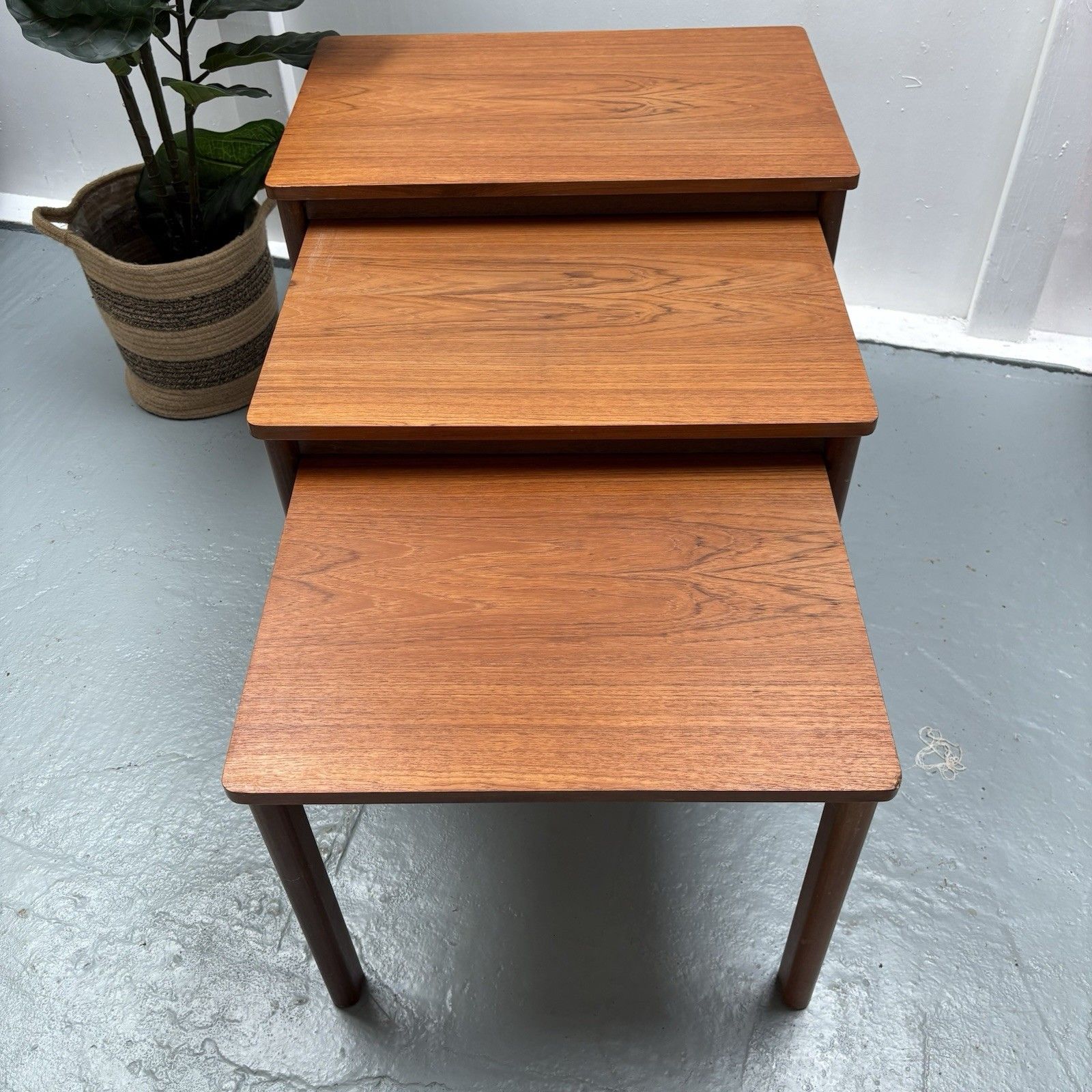 Danish Midcentury Modernist Nest Of Three Tables In Teak & Rosewood photo furniture