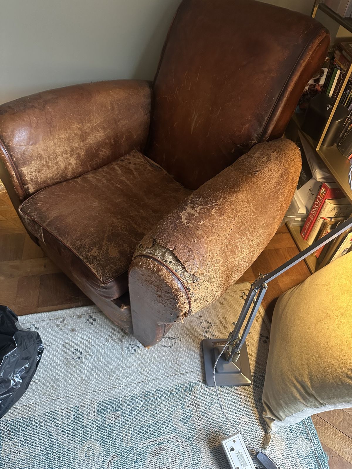 French Art Deco Faux Leather Club Chair