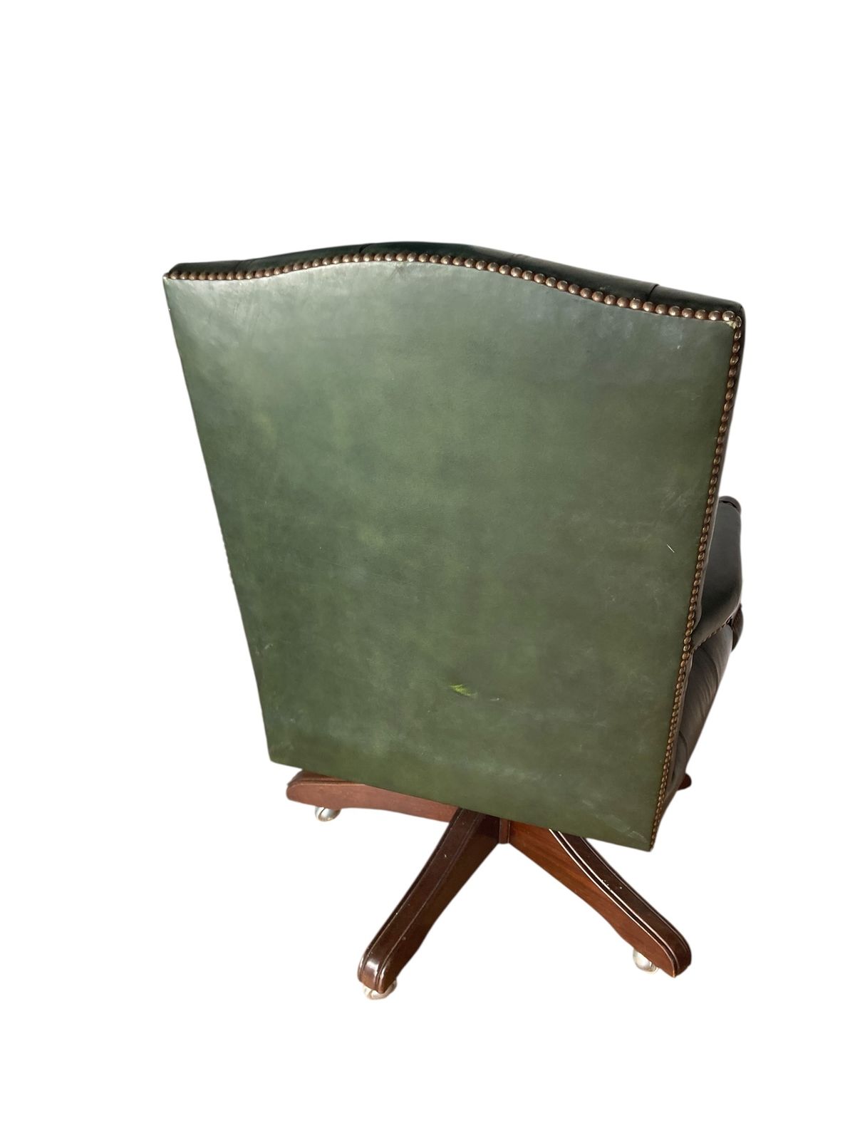 Antique Green Leather Gainsborough Chesterfield Style Swivel Office Chair photo Furniture