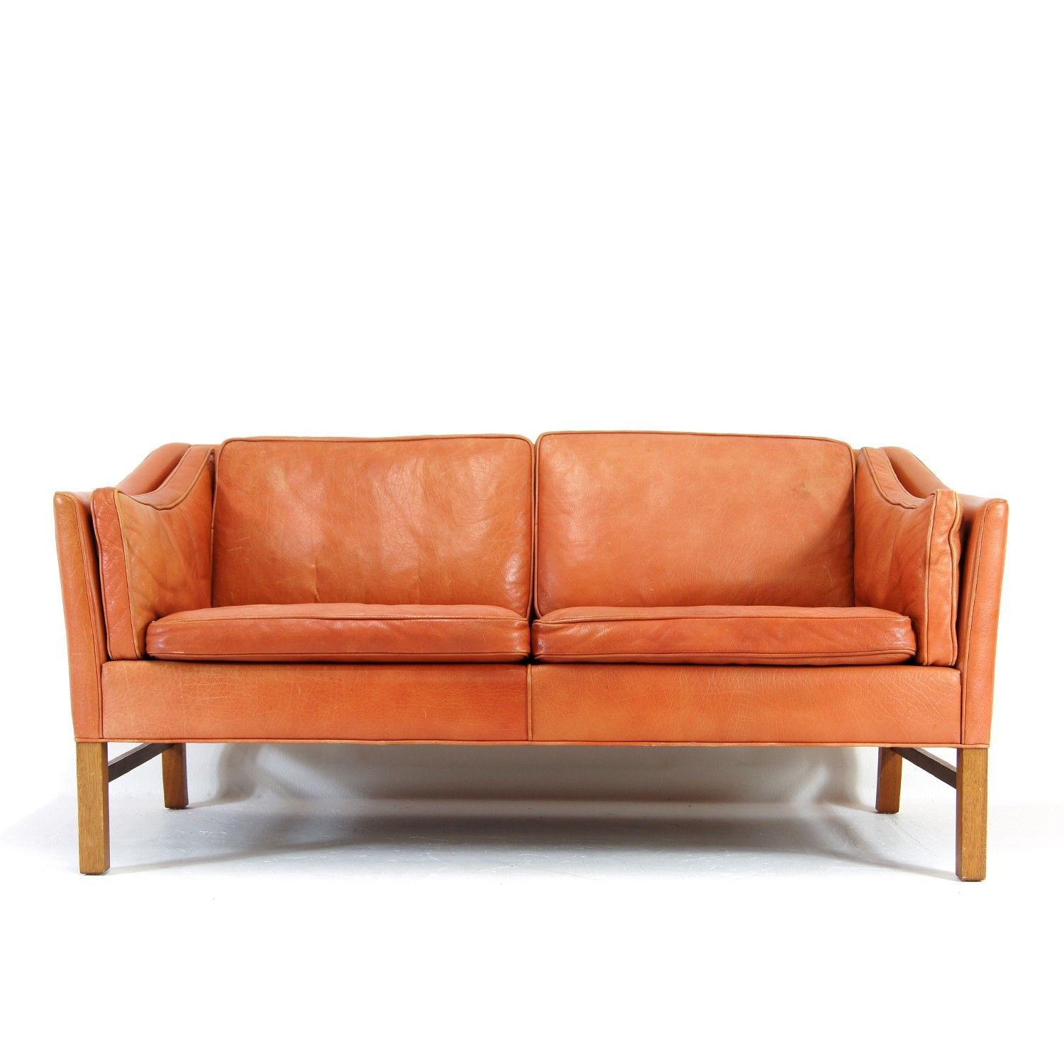 Retro Vintage Georg Thams Leather 2 Seat Seater Love Sofa 60s 70s Danish Teak