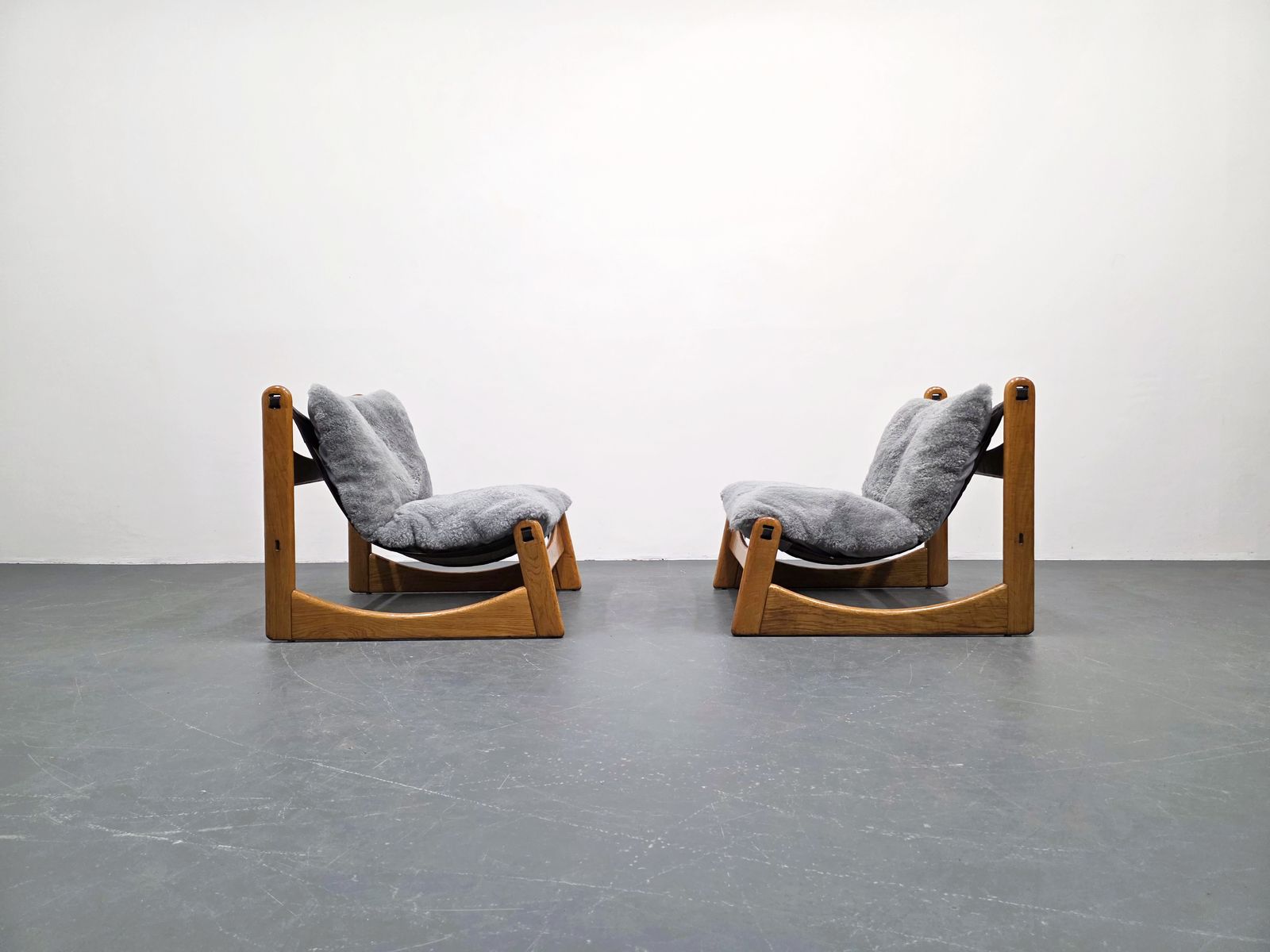 Set Of Five   Carl Straub Lounge Chairs In Sheep Wool, Germany, 1970s photo vinterior