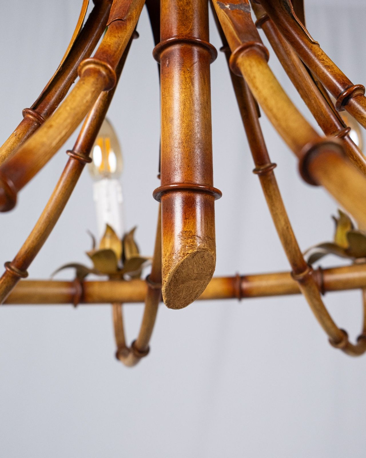 980.0 Italian Faux Bamboo Chandelier, Made In Italy, 1960s photo