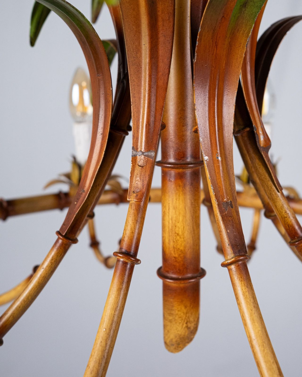photo vinterior Italian Faux Bamboo Chandelier, Made In Italy, 1960s