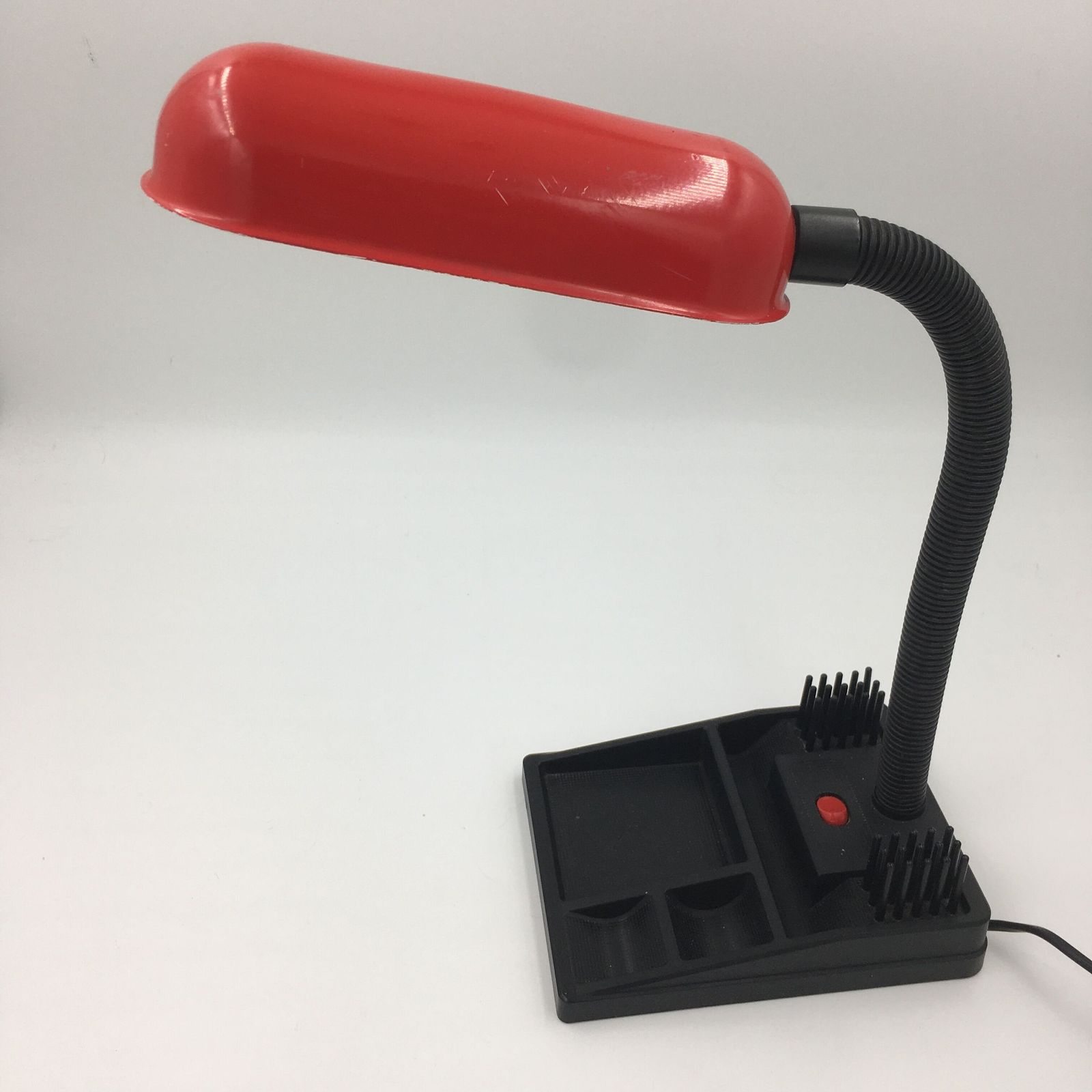 Lighting Duo Of Red And Black Flexible Desk Lamps With Pencil Holder photo