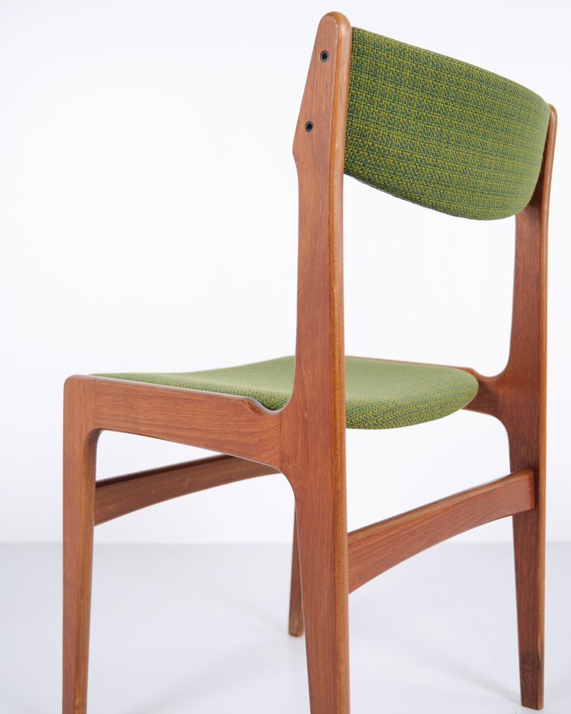 Erik Buch Dining Chair In Teak Upholstered With Green Fabric From The 1960s photo vintage