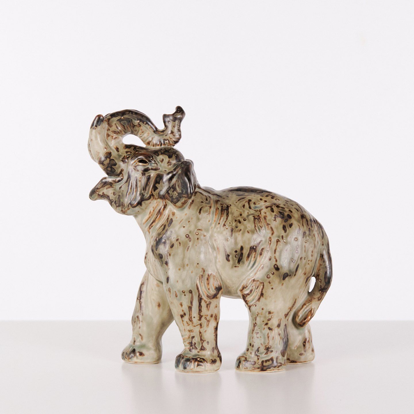 Stoneware Figurine – Standing Elephant – Model 21517 – Knud Kyhn – Royal Copenhagen