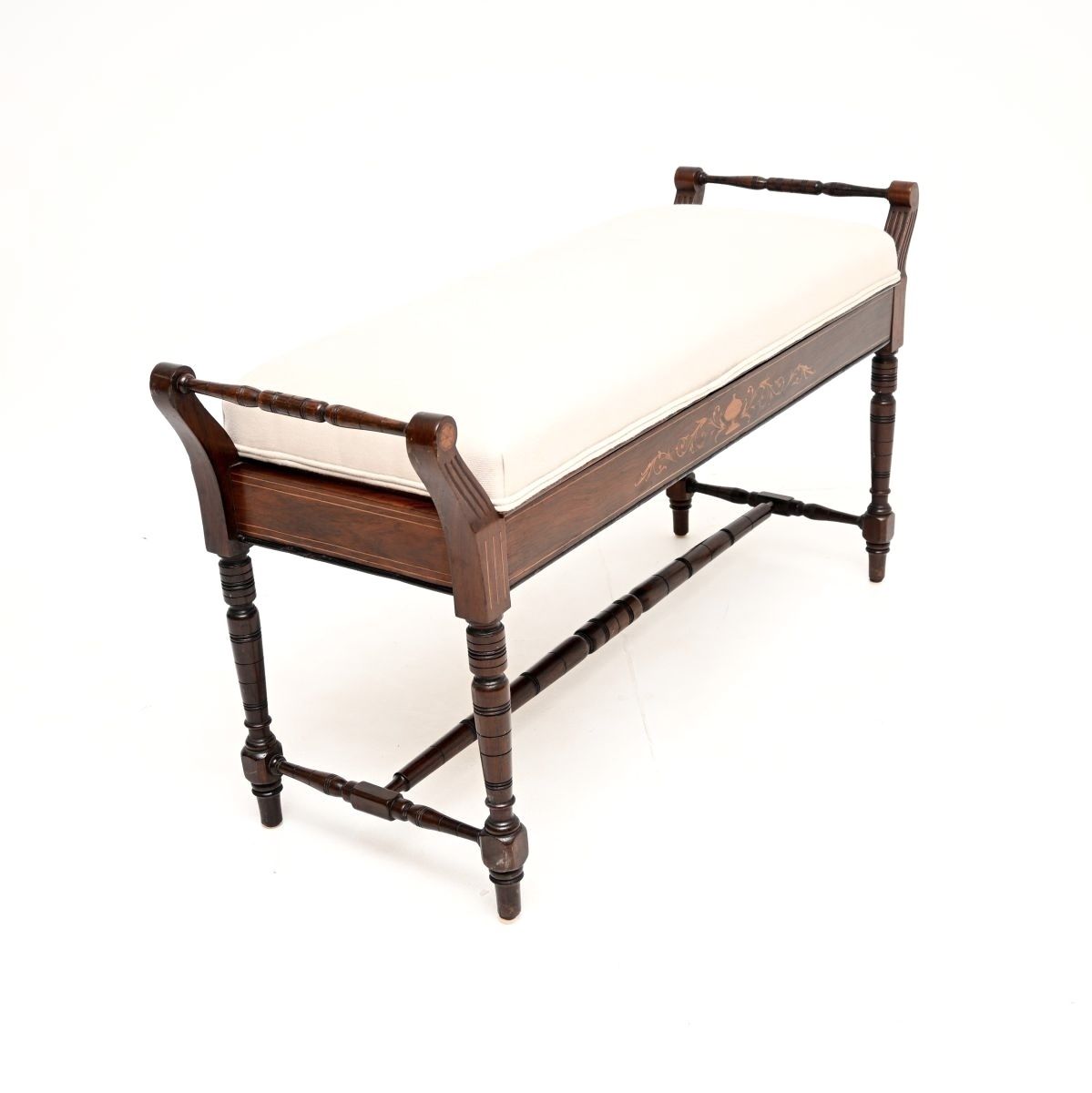 photo furniture Antique Victorian Inlaid Rosewood Piano Duet Stool