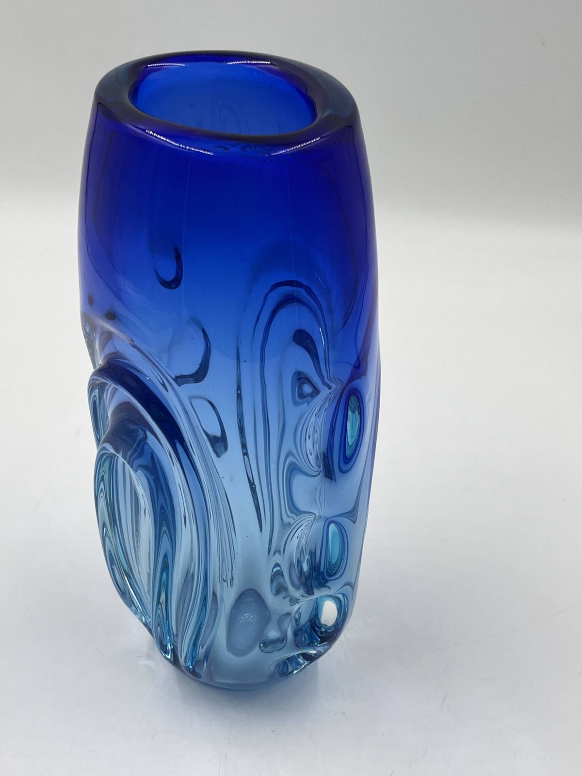 Murano Blauwe Vaas, Jaren 1980, Vintage photo Woonaccessoires