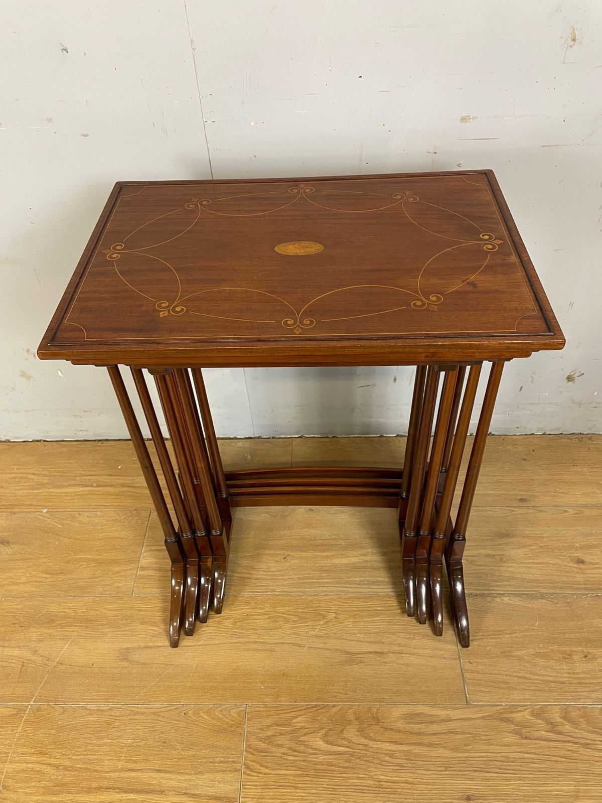 Furniture Edwardian Inlaid Mahogany Nest Of Four Tables (Quartetto) photo