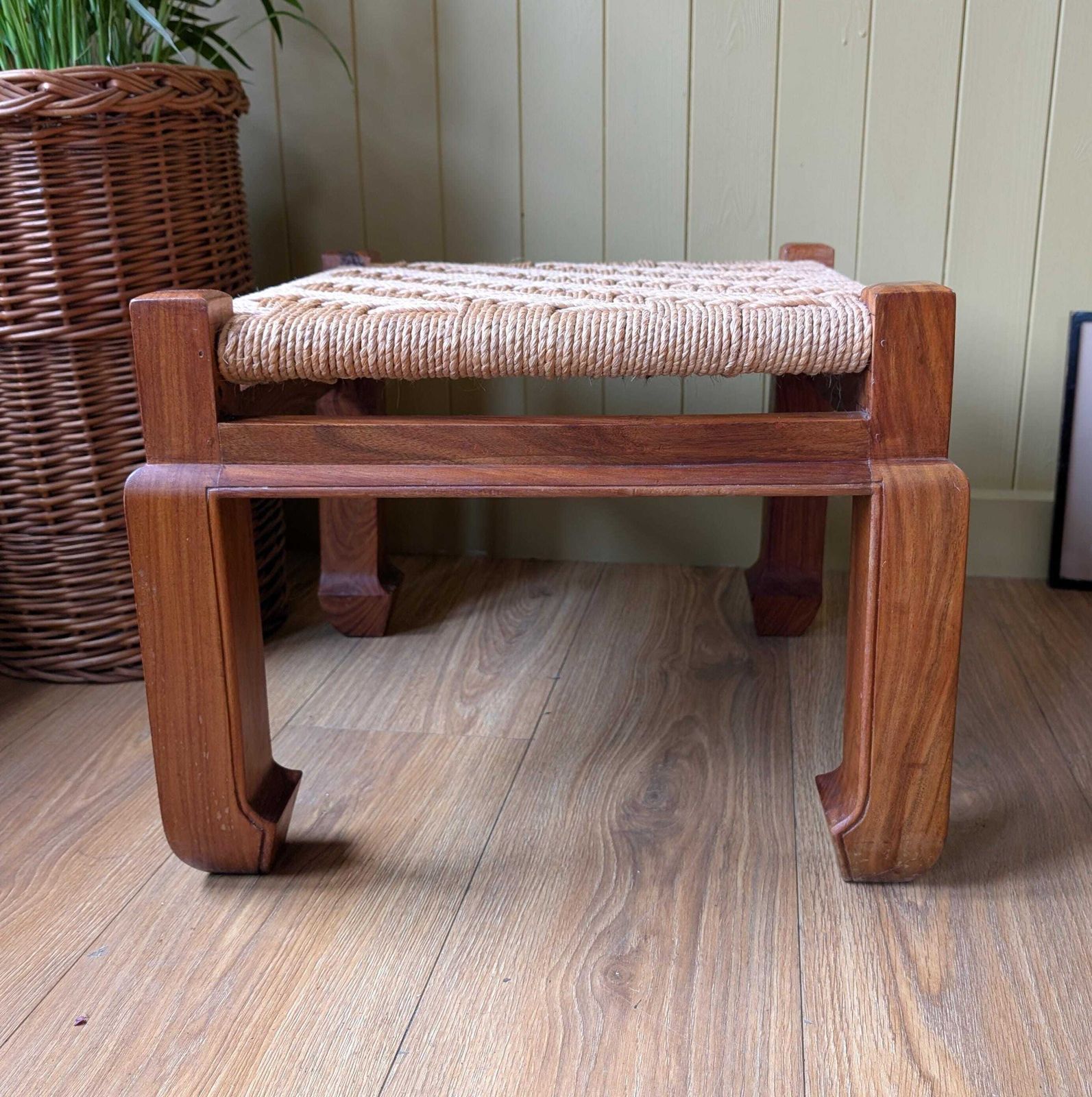 Pair Of Mid Century Woven Foot Stools photo vinterior