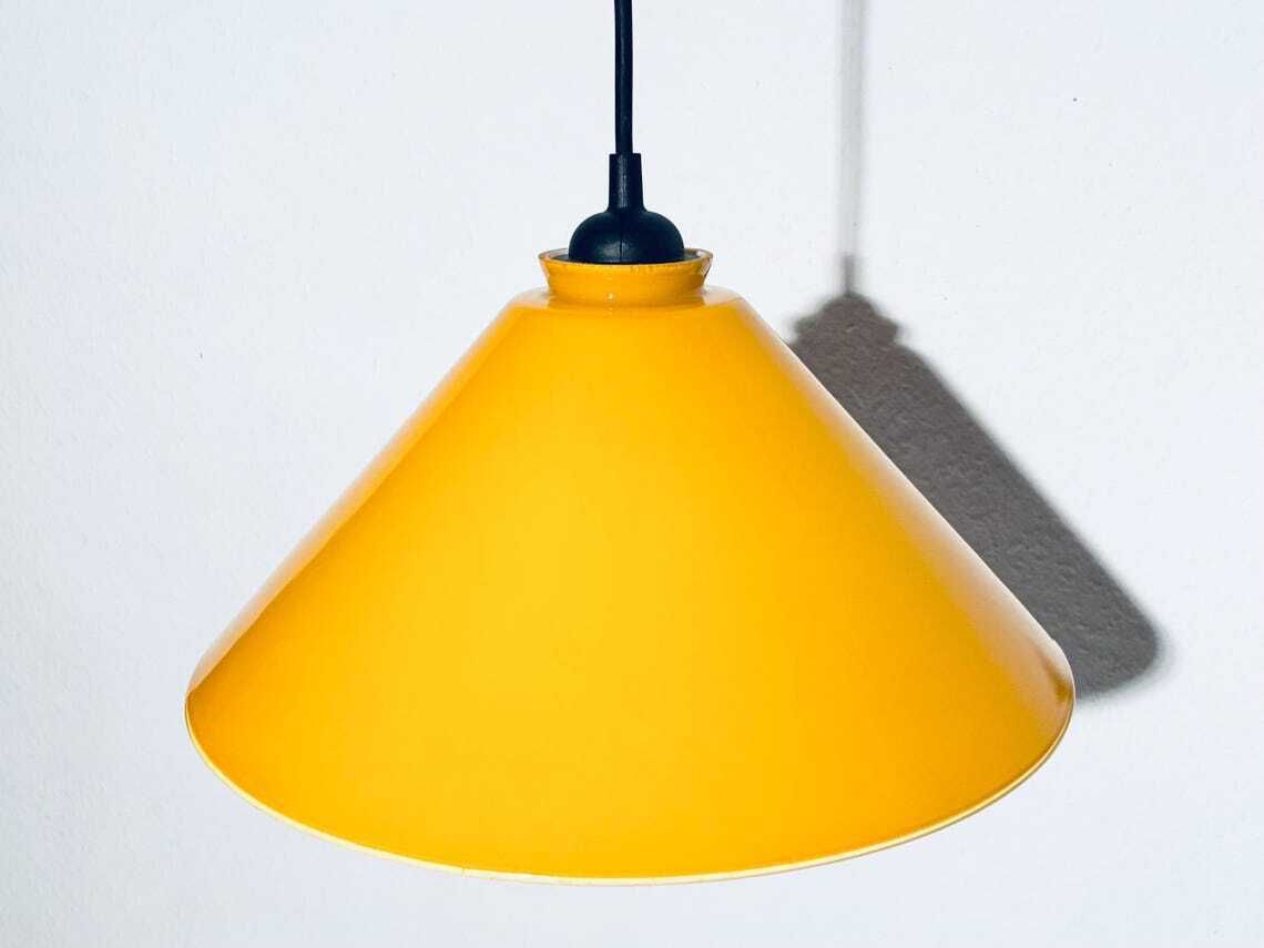 Yellow Conical Glass Hanging Lamp  Vintage Mid Century Decor 1960s/1970s photo 255.0