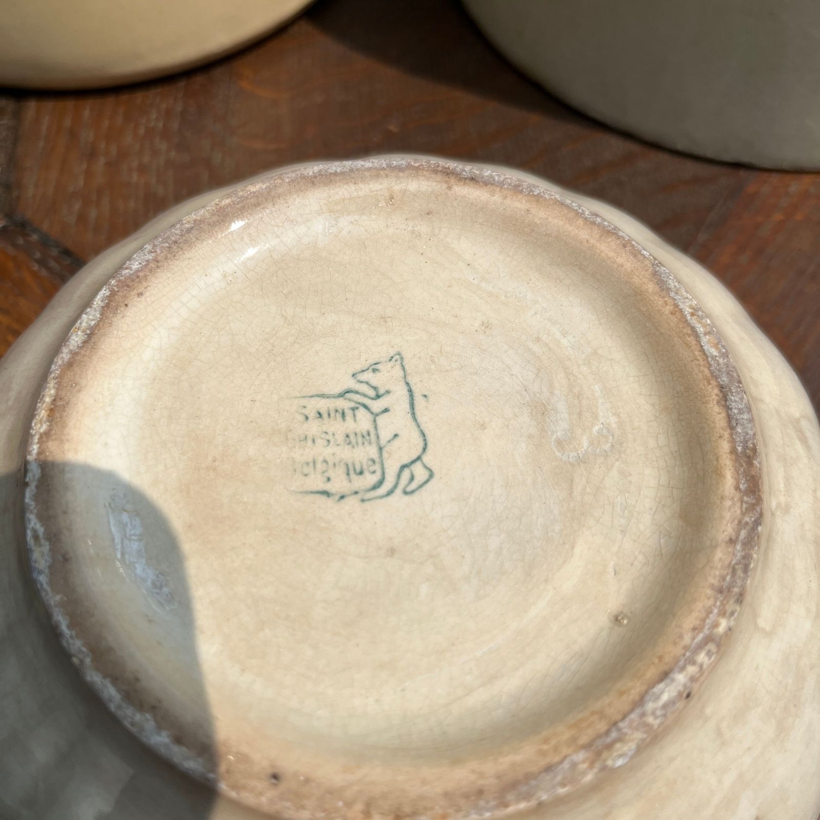 Set Van 3 Beige Keramische Objecten photo vintage