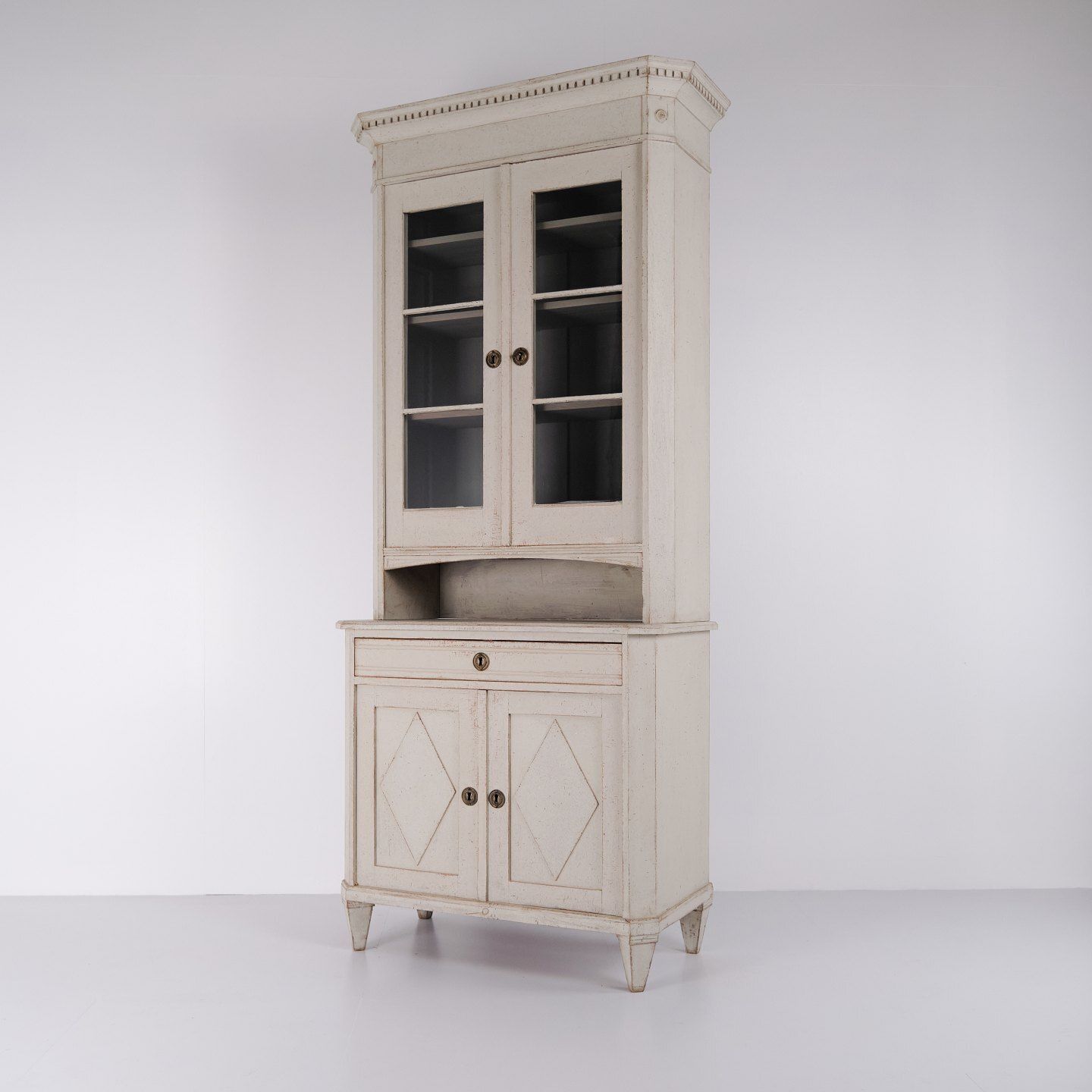 Gustavian Display Cabinet In Light Gray With Patina From The Year 1790 photo Furniture