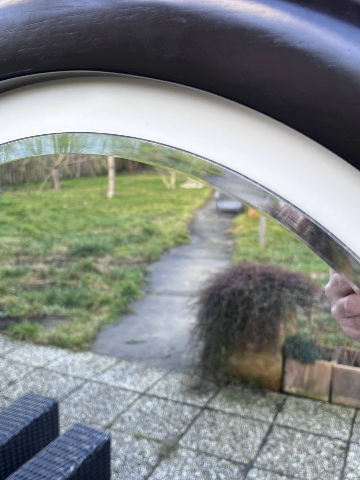 Ronde Vintage Spiegel In Bruin Resin – Modernistisch Design, Jaren 1970 photo vinterior