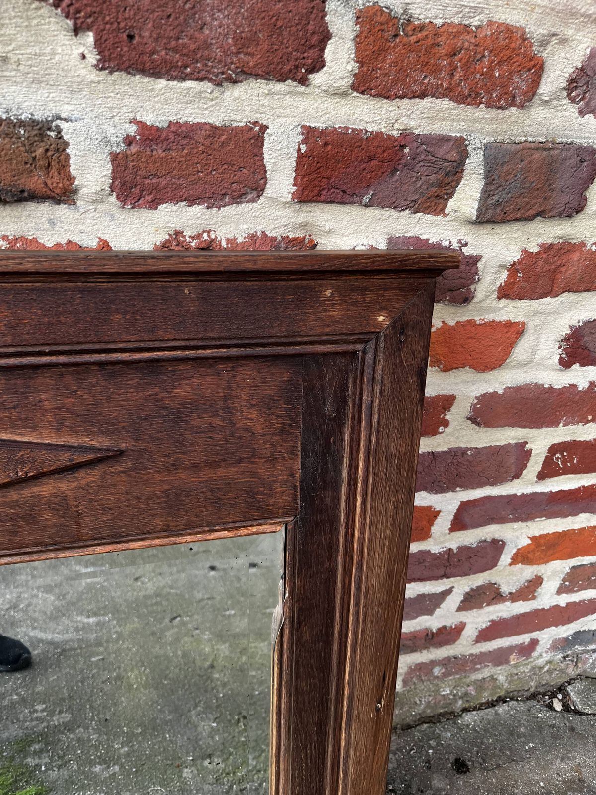 Spiegel Met Geslepen Rand In Massief Hout, Jaren 1940 photo Woonaccessoires