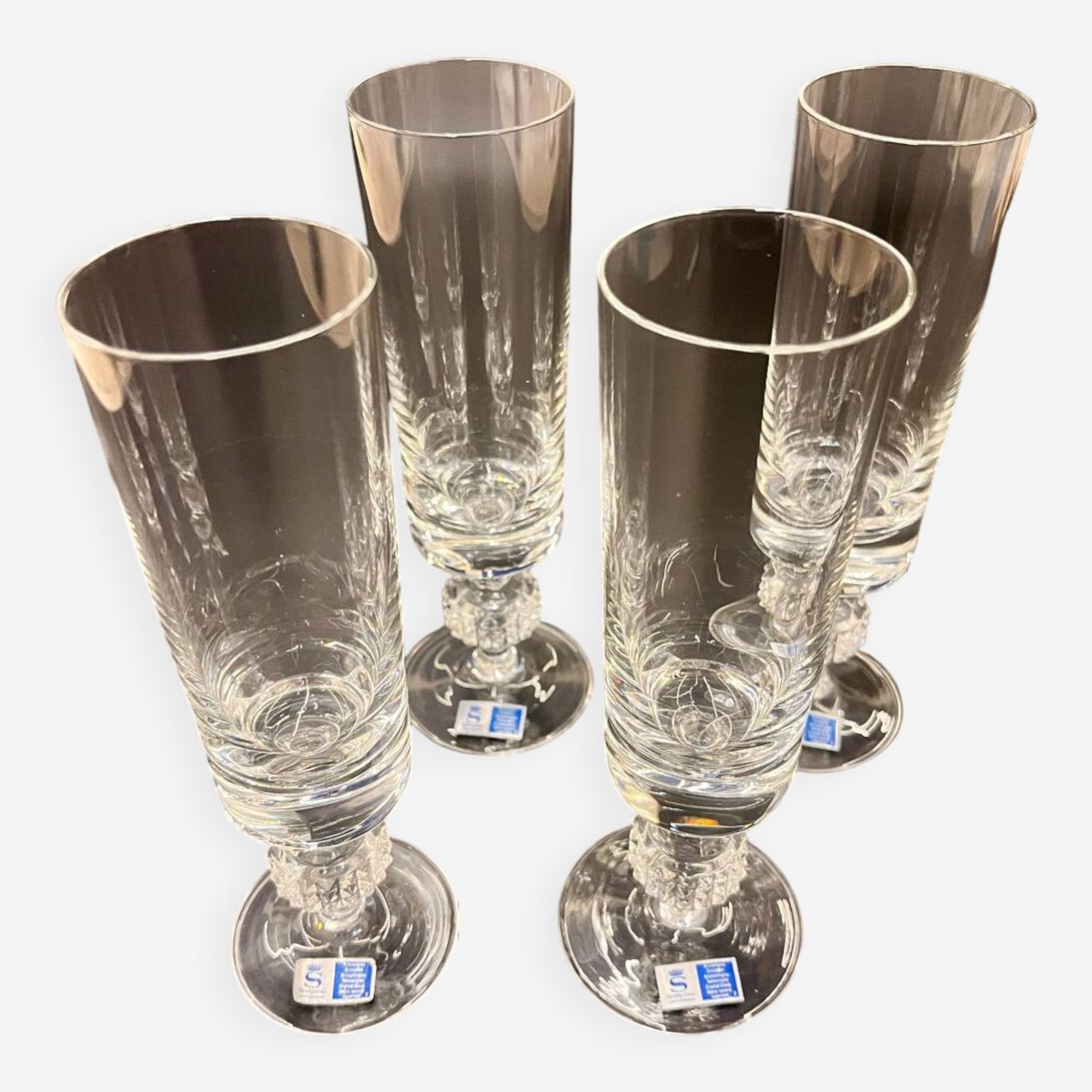 4 Speigelau Champagne Flutes, 1970s