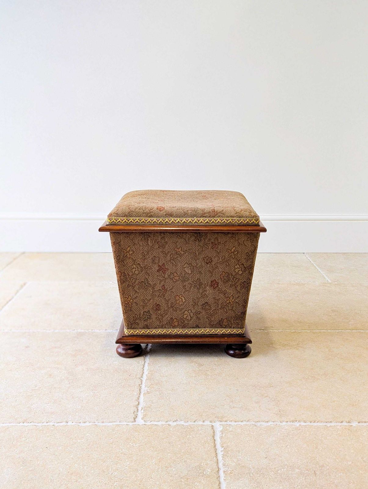 Antique Victorian Mahogany Upholstered Ottoman photo for sale