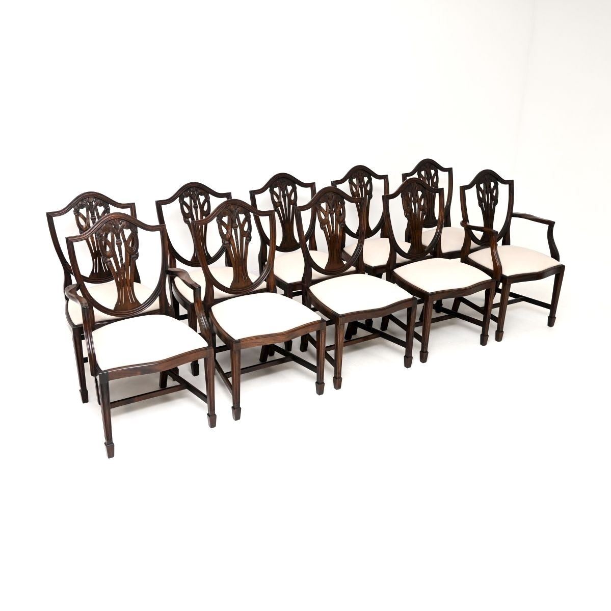 photo furniture Set Of Ten Antique Mahogany Shield Back Dining Chairs