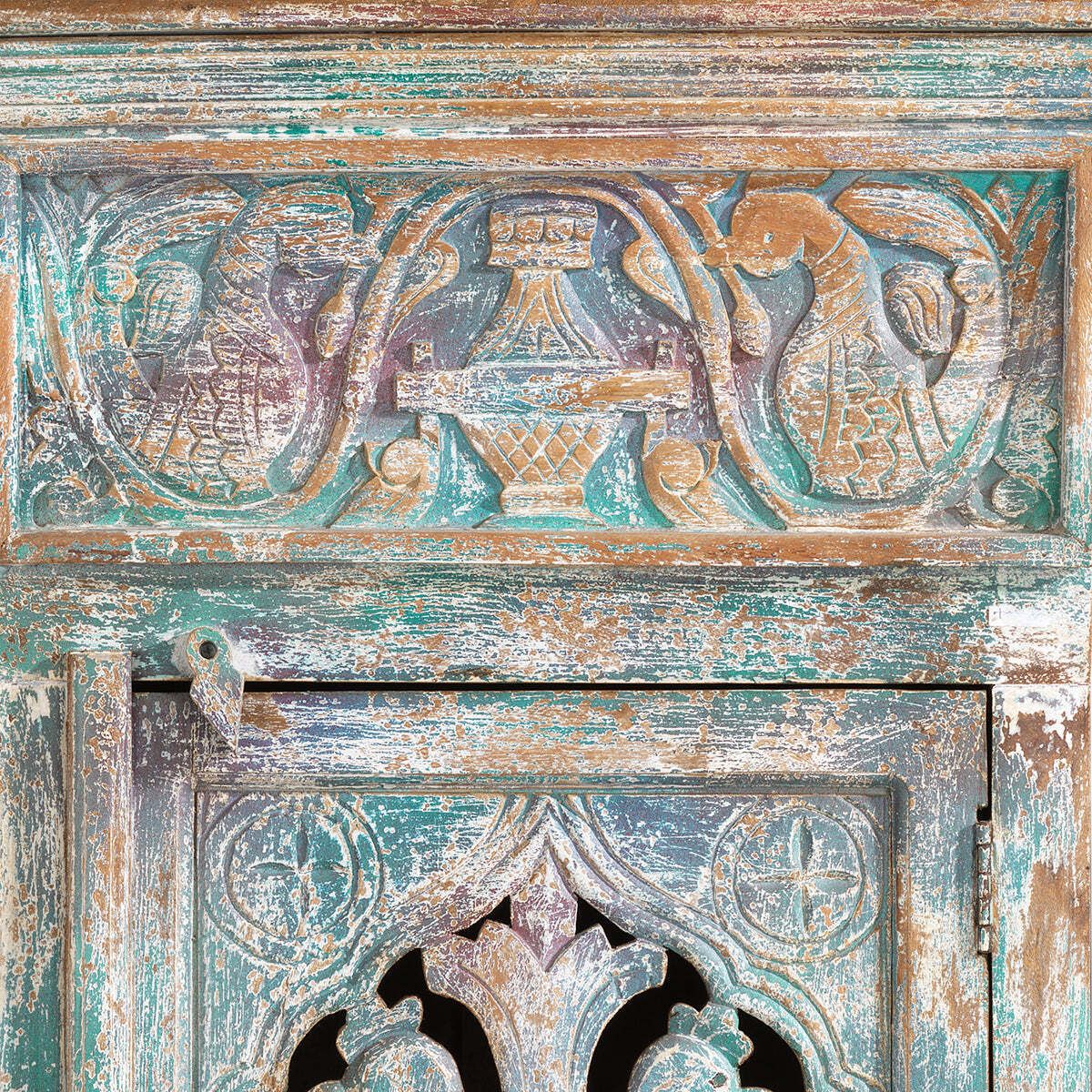 Narrow Carved Single Door Cabinet photo vinterior