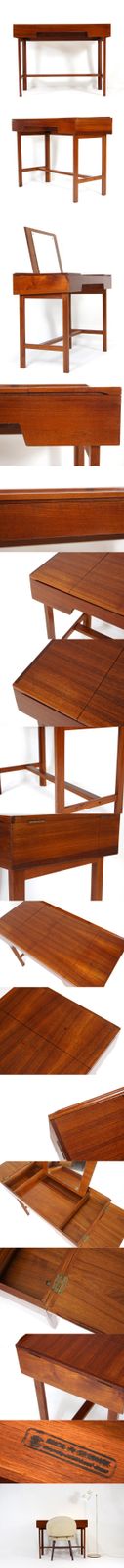 Retro Vintage Teak Danish Dressing Office Table Vanity Desk Mid Century 60s 70s photo furniture