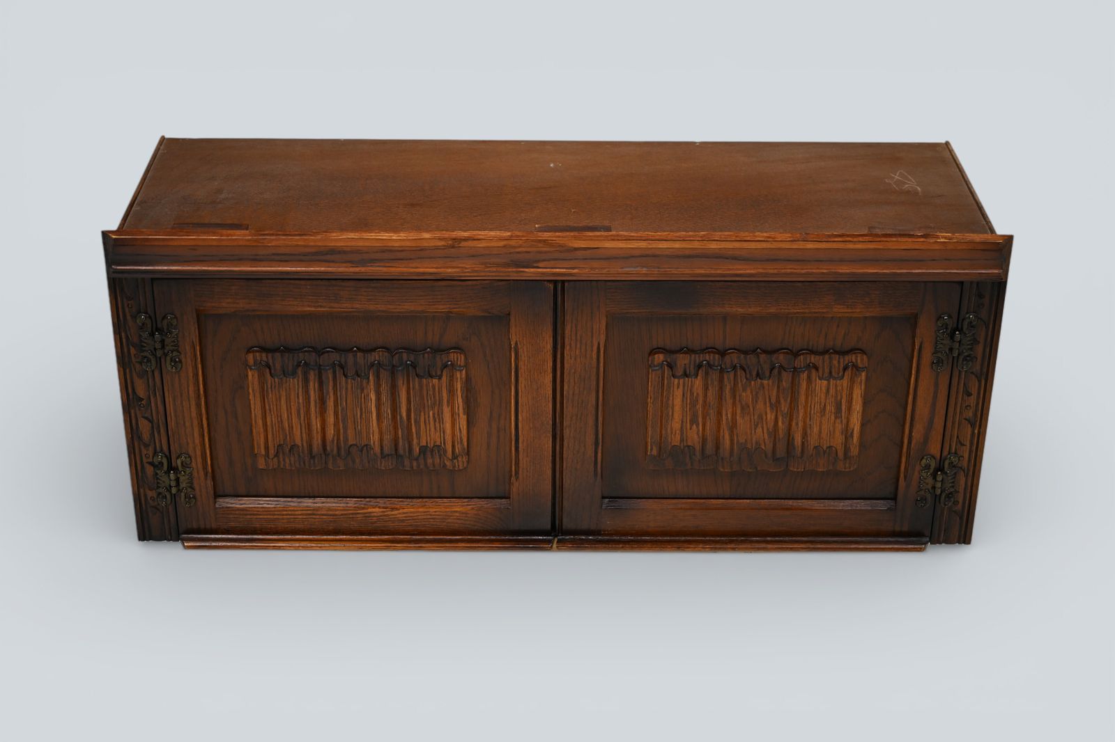 Old Charm Wall Unit Top Box Linenfold Doors Tudor Brown Free Uk Delivery* photo Furniture