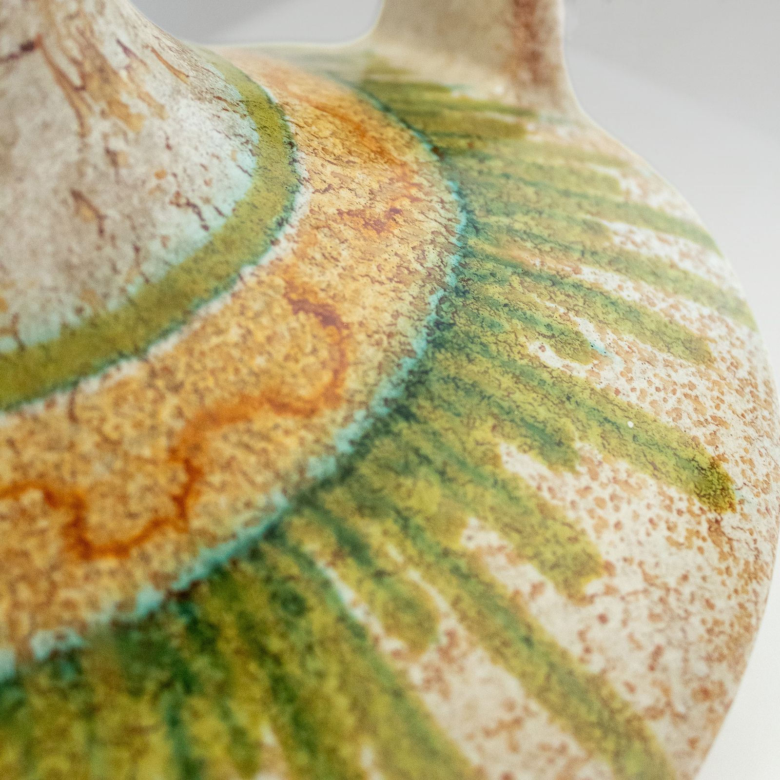 Home Decor 1960s Italian Modern Ceramic Jug, Beige And Green, Bertoncello Manufacturer photo