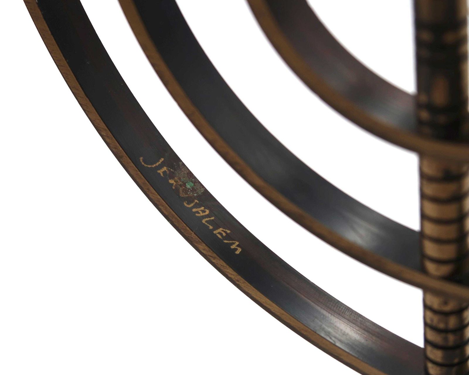 Brass Menorah Candleholder From Jerusalem, 1960s / Israel, Candlestick, Candle Holder, Chandelier, Judaic Judaism, Hanukkah photo 207.0