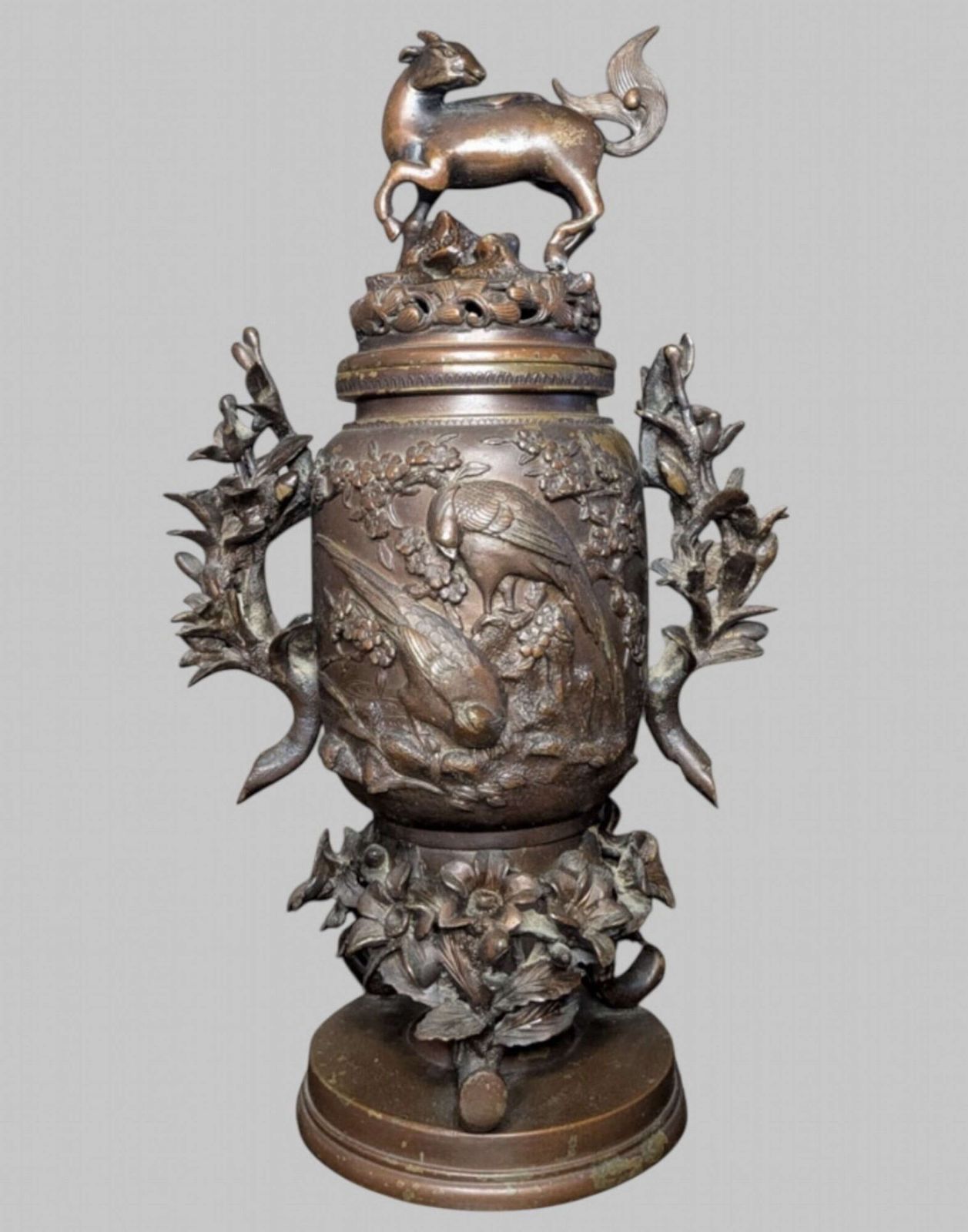Japanese Bronze Incense Burner (Koro) With Goat Finial photo furniture