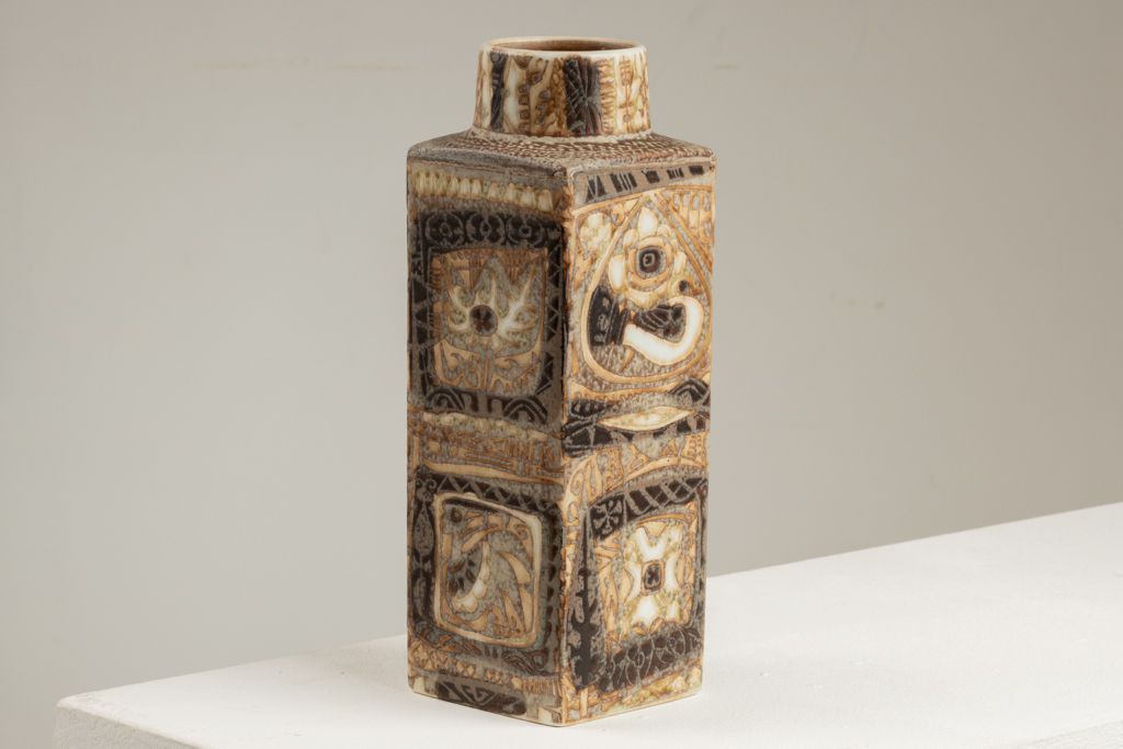 Royal Copenhagen. Small Earthenware Vase With Ethnic Decoration. Circa 1970. photo Home Decor