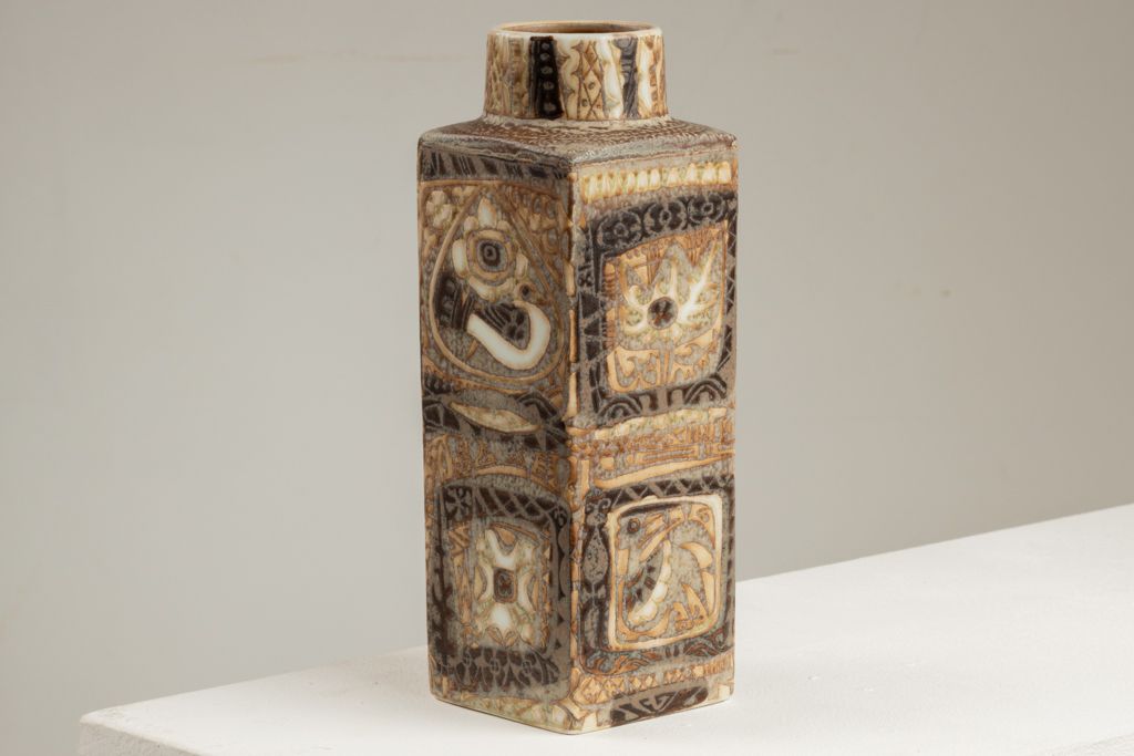 Royal Copenhagen. Small Earthenware Vase With Ethnic Decoration. Circa 1970. photo 400.0