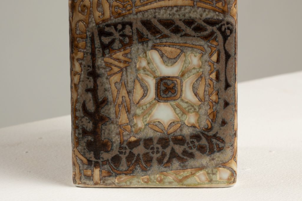 Royal Copenhagen. Small Earthenware Vase With Ethnic Decoration. Circa 1970. photo vintage