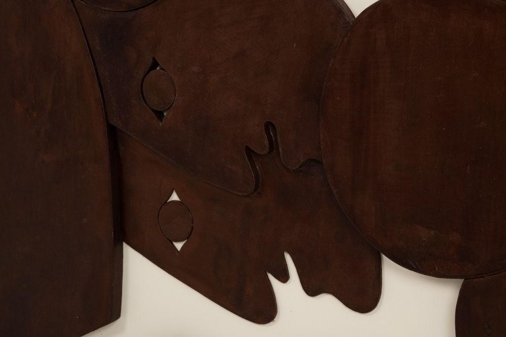 Bas Relief Panel “Les Jumeaux” (The Twins) In Weathered Wood. Contemporary. photo for sale