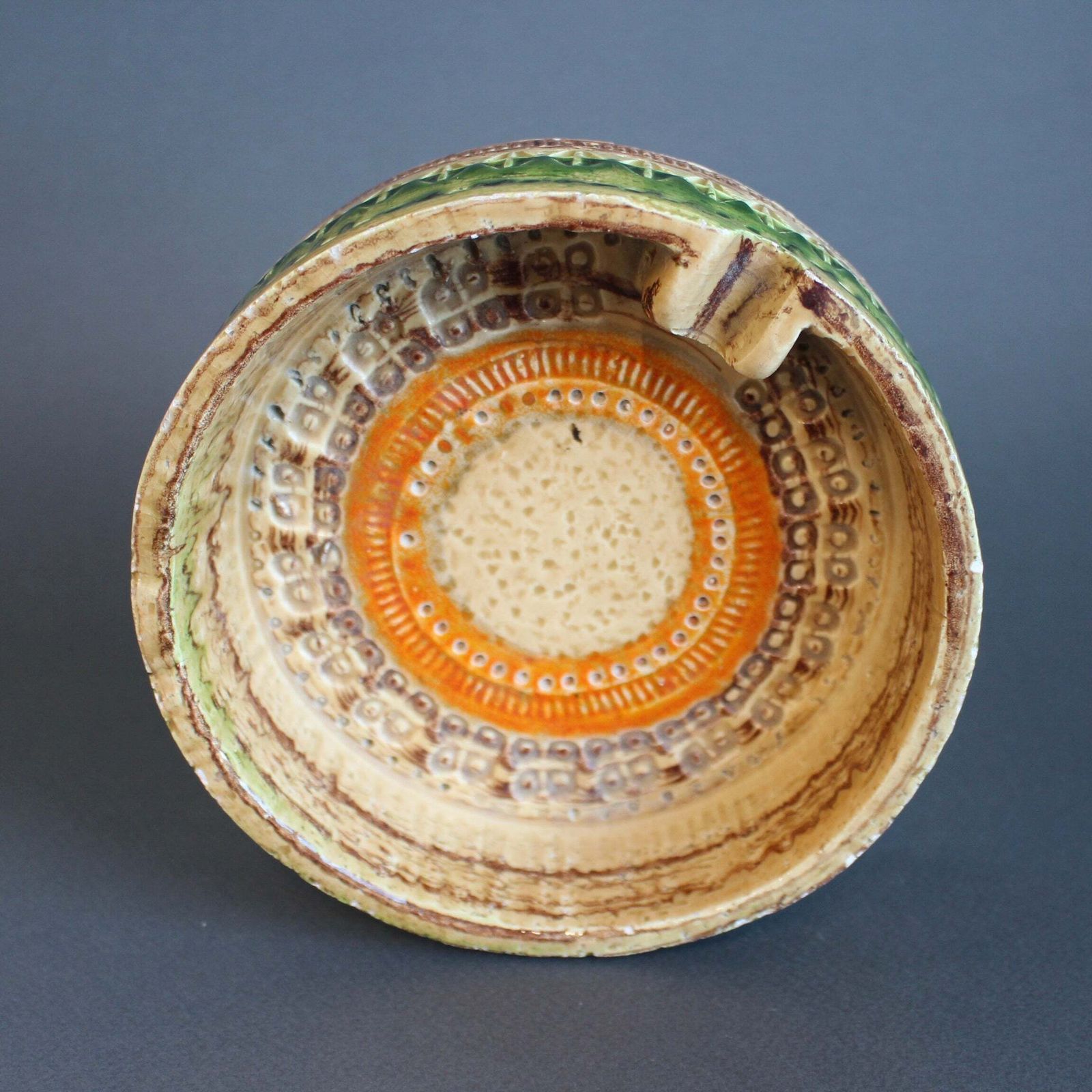 Mid Century Italian 'Sahara' Ceramic Ashtray Or Vide Poche By Aldo Londi For Bitossi (Circa 1960s) photo vinterior