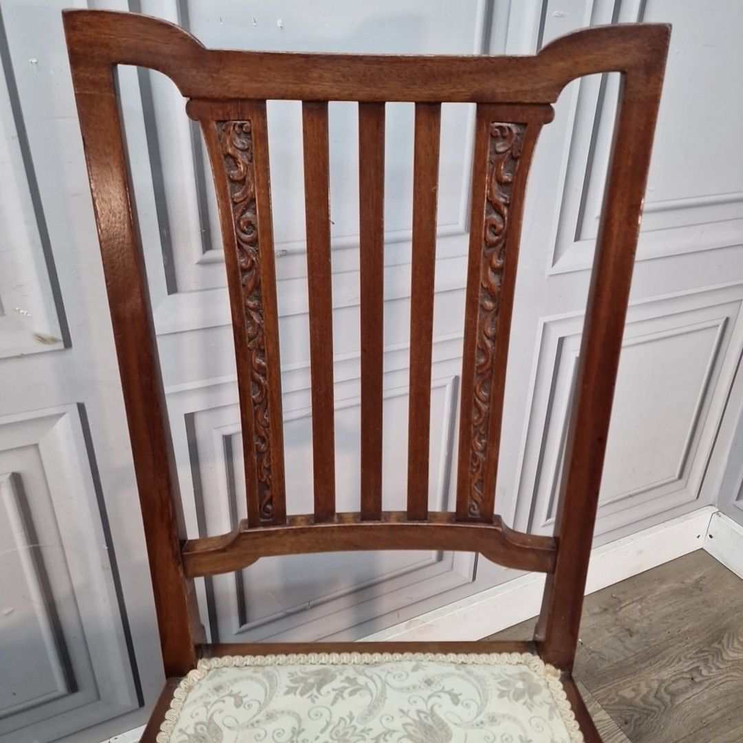 Antique Mahogany Bedroom Chairs Pair Edwardian Dining Hall Seats Wooden photo vintage