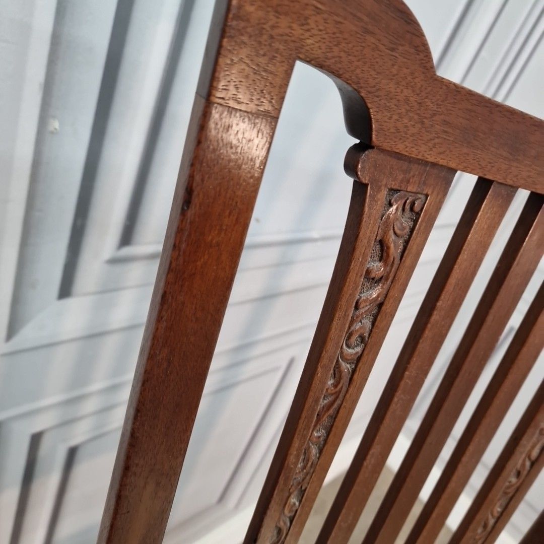 photo furniture Antique Mahogany Bedroom Chairs Pair Edwardian Dining Hall Seats Wooden