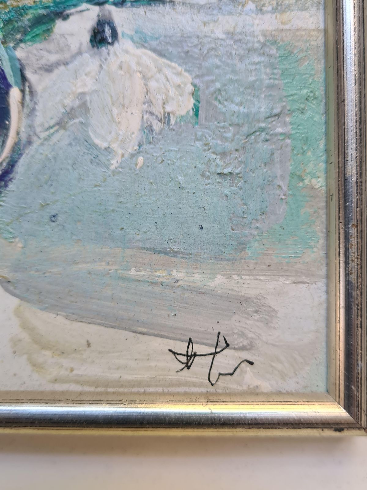 Snowdrops Still Life Painting, Oil On Board, Framed, 28.5x33 Cm photo vinterior