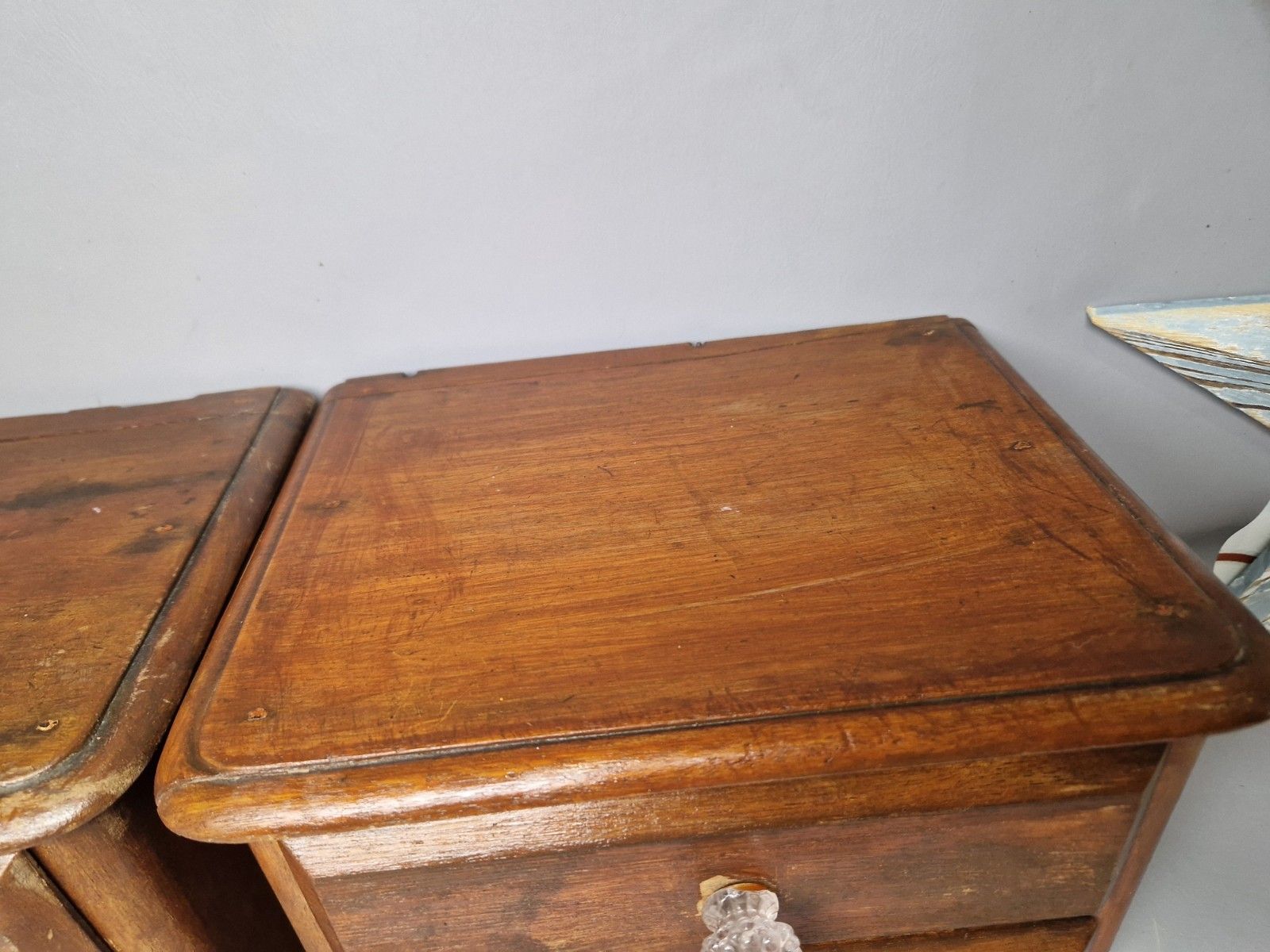 Antique Victorian Pair Of Apprentice Drawers Glass Knobs Collectors Table Top photo Furniture