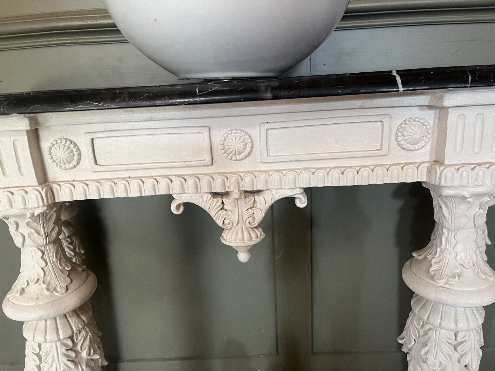 photo for sale Vintage Table For Wash Basin French Style Carved Marble Top