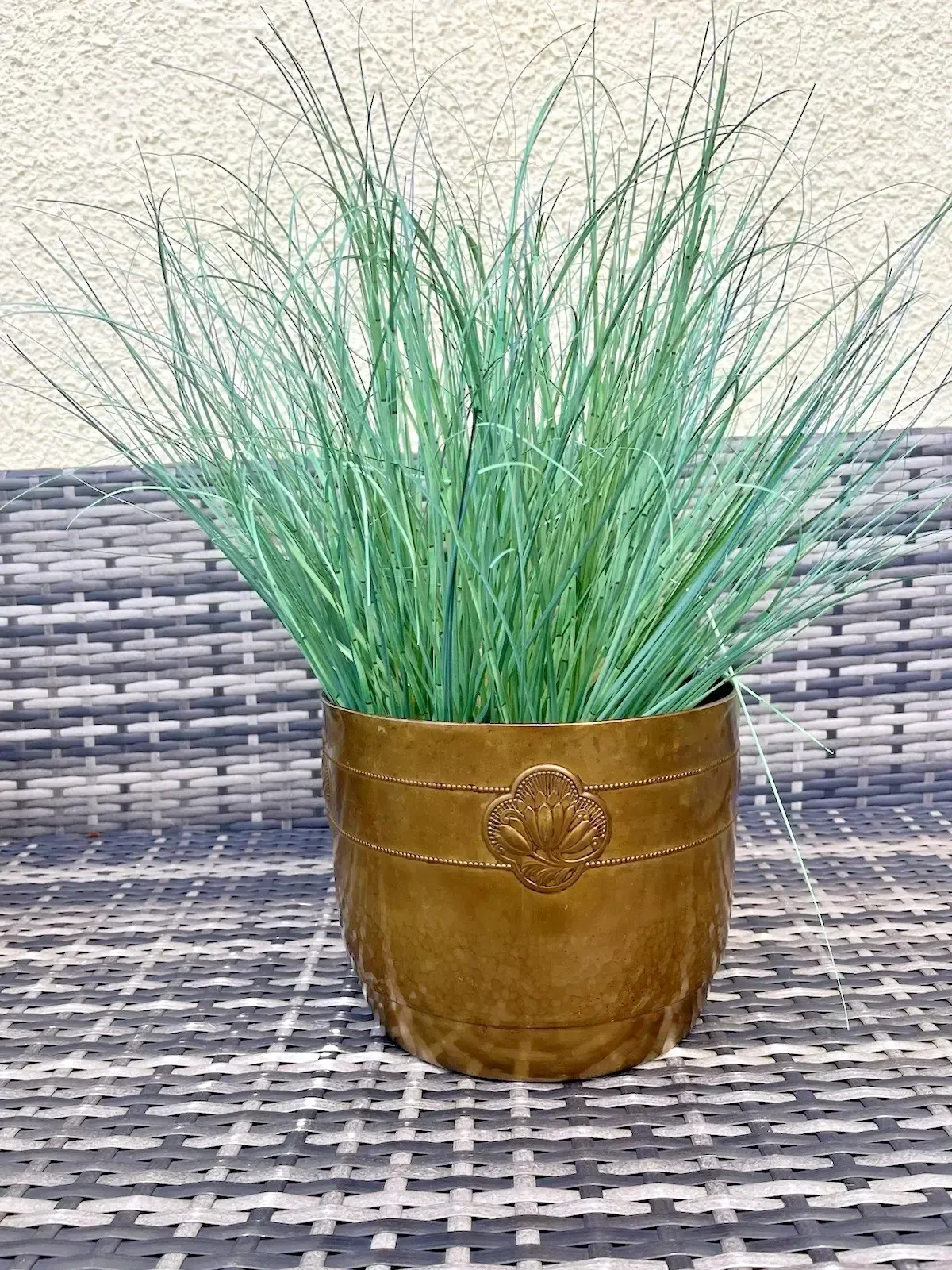 Antique Art Nouveau Lotus Flower Planished Brass Jardiniere Planter Plant Pot photo 180.0
