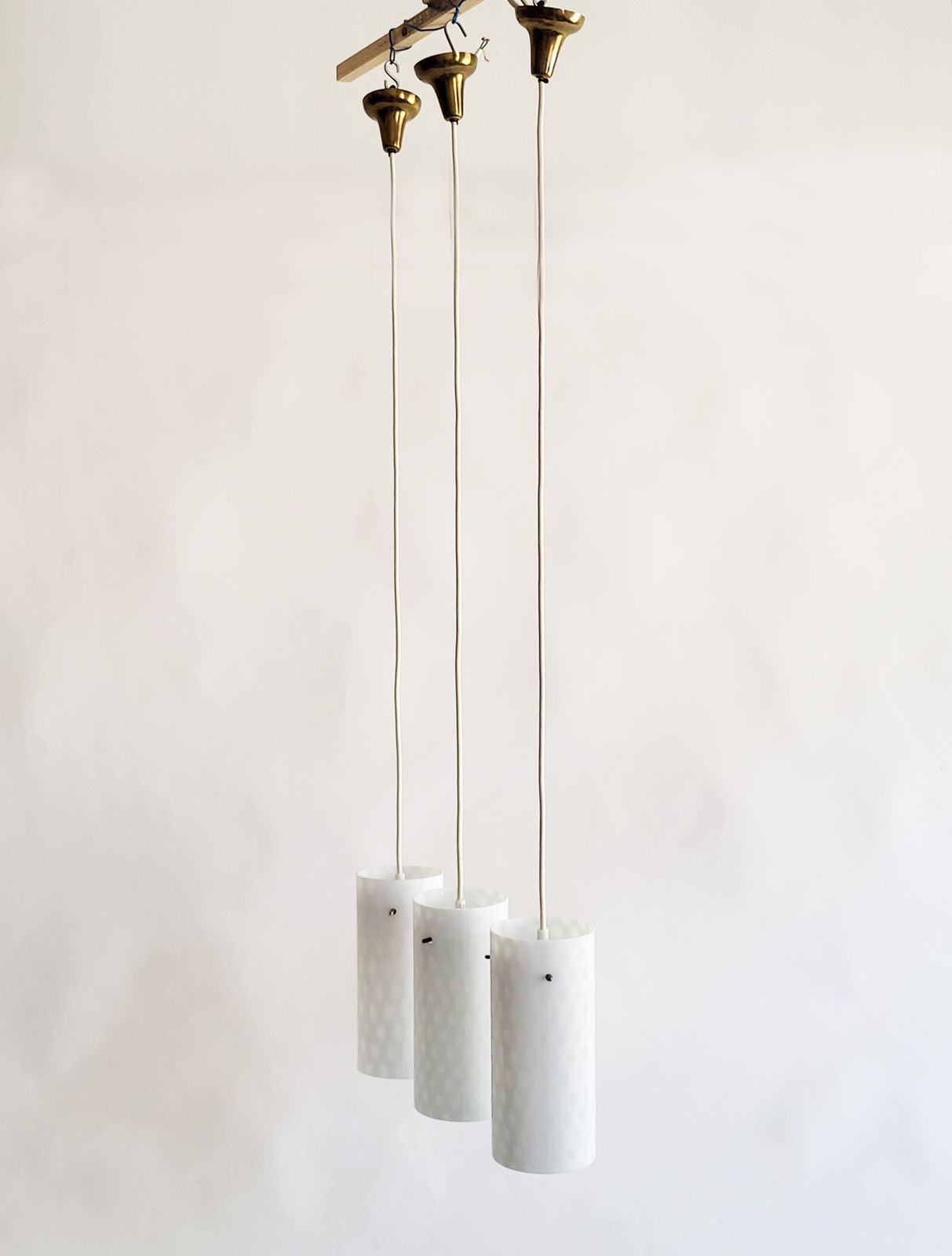 Set Of 3 Mid Century Polkadot Pendant Glass Lights By Rupert Nikoll, 1950s