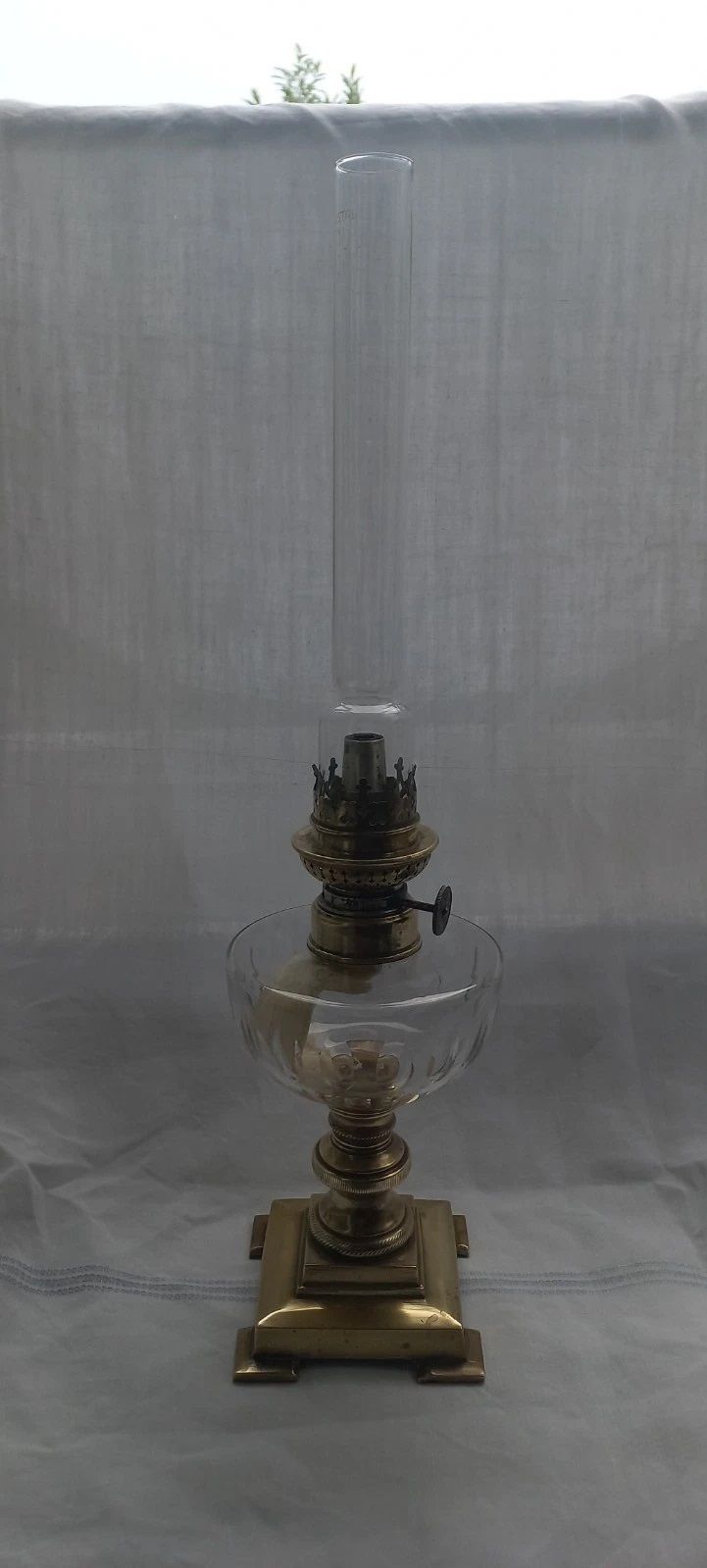 Vintage French Crystal Glass Oil Lamp *Gorgeous*