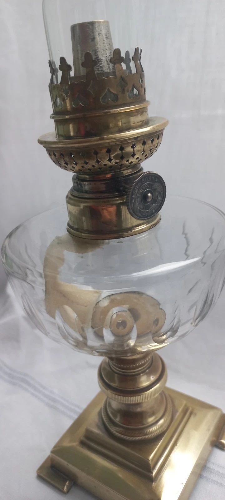 Vintage French Crystal Glass Oil Lamp *Gorgeous* photo 250.0