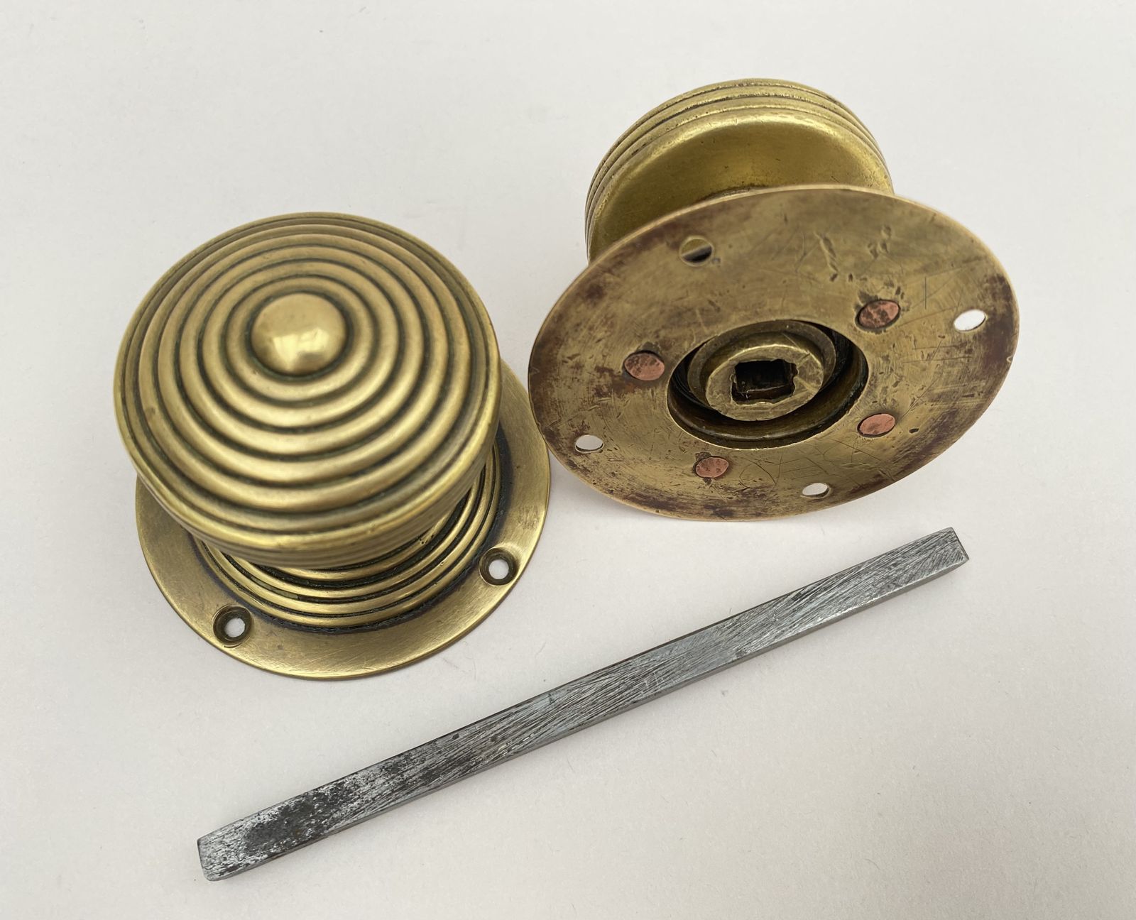 A Pair Of Mid' 19th Century English Brass Reeded Door Handles photo buy