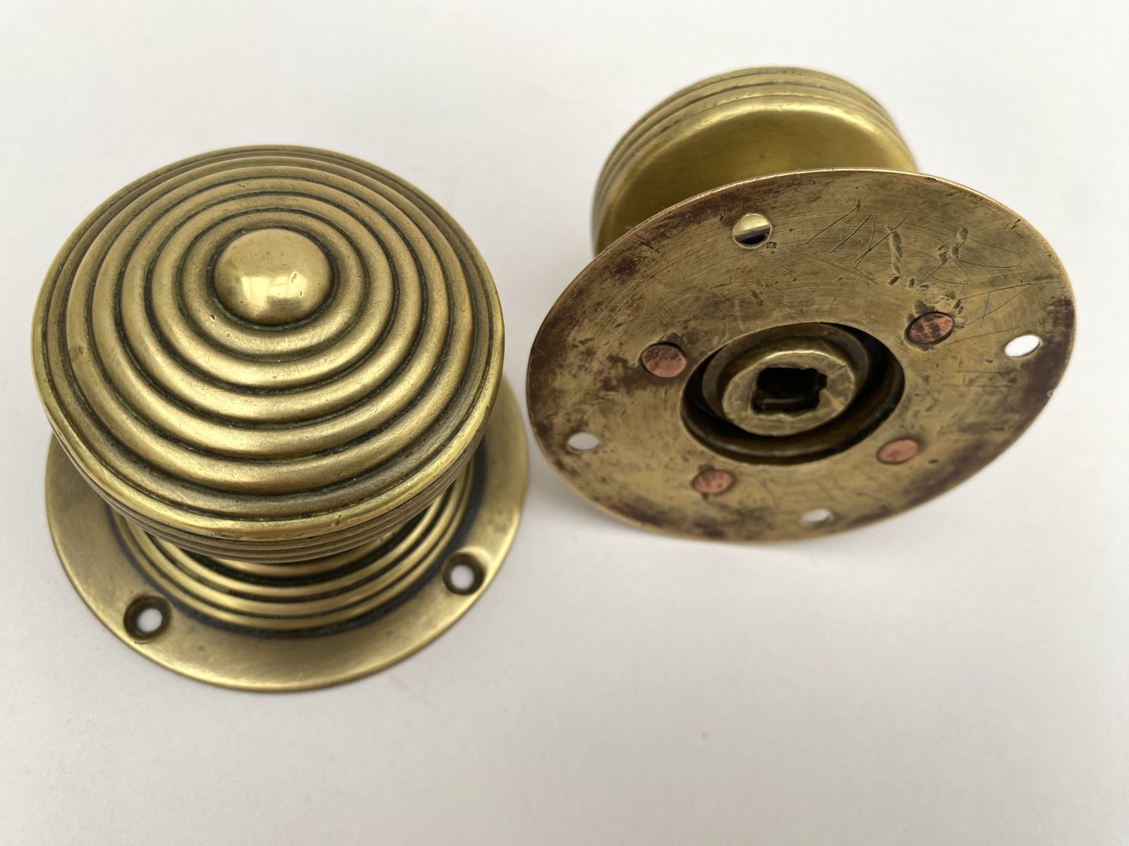 Home Decor A Pair Of Mid' 19th Century English Brass Reeded Door Handles photo