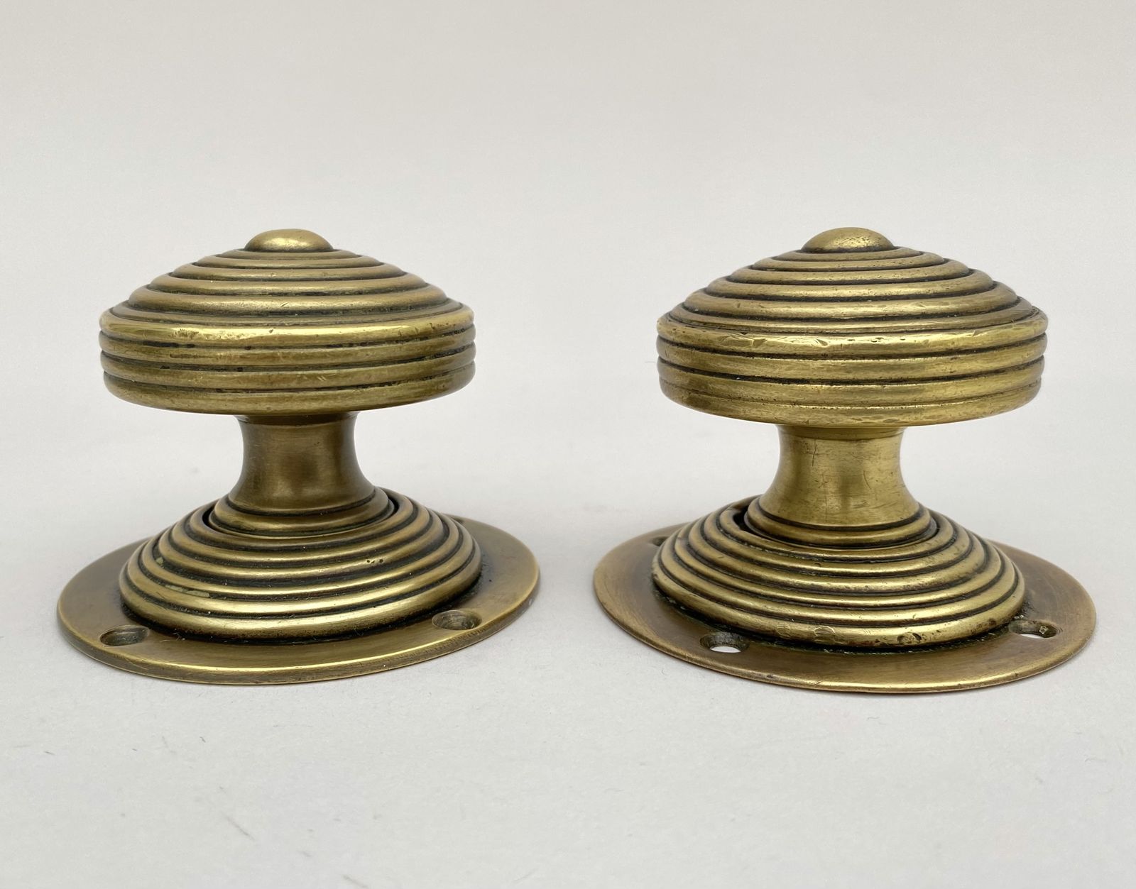 photo buy A Pair Of Mid' 19th Century English Brass Reeded Door Handles