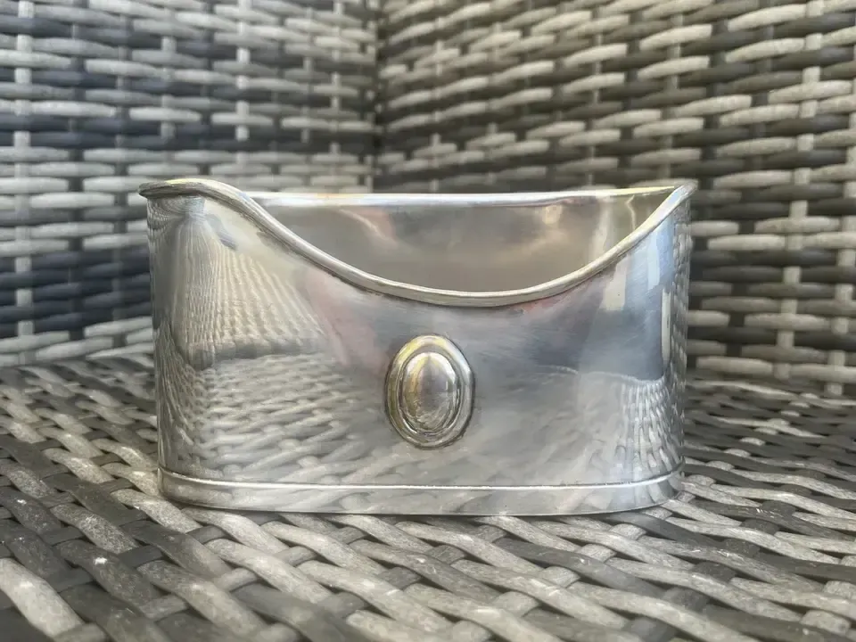 Stylish Mid Century Spanish Silver Plated Desk Letter Rack / Plant Pot Planter photo for sale