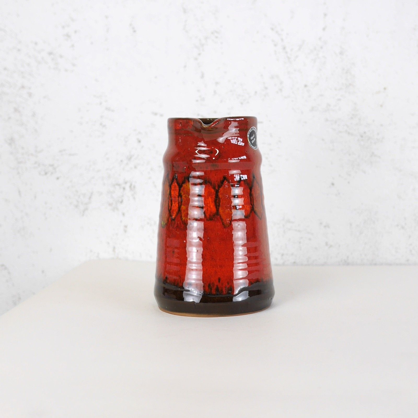 Vintage Mid Century Red Studio Pottery Vase Jug Cornwall #103130 photo Home Decor