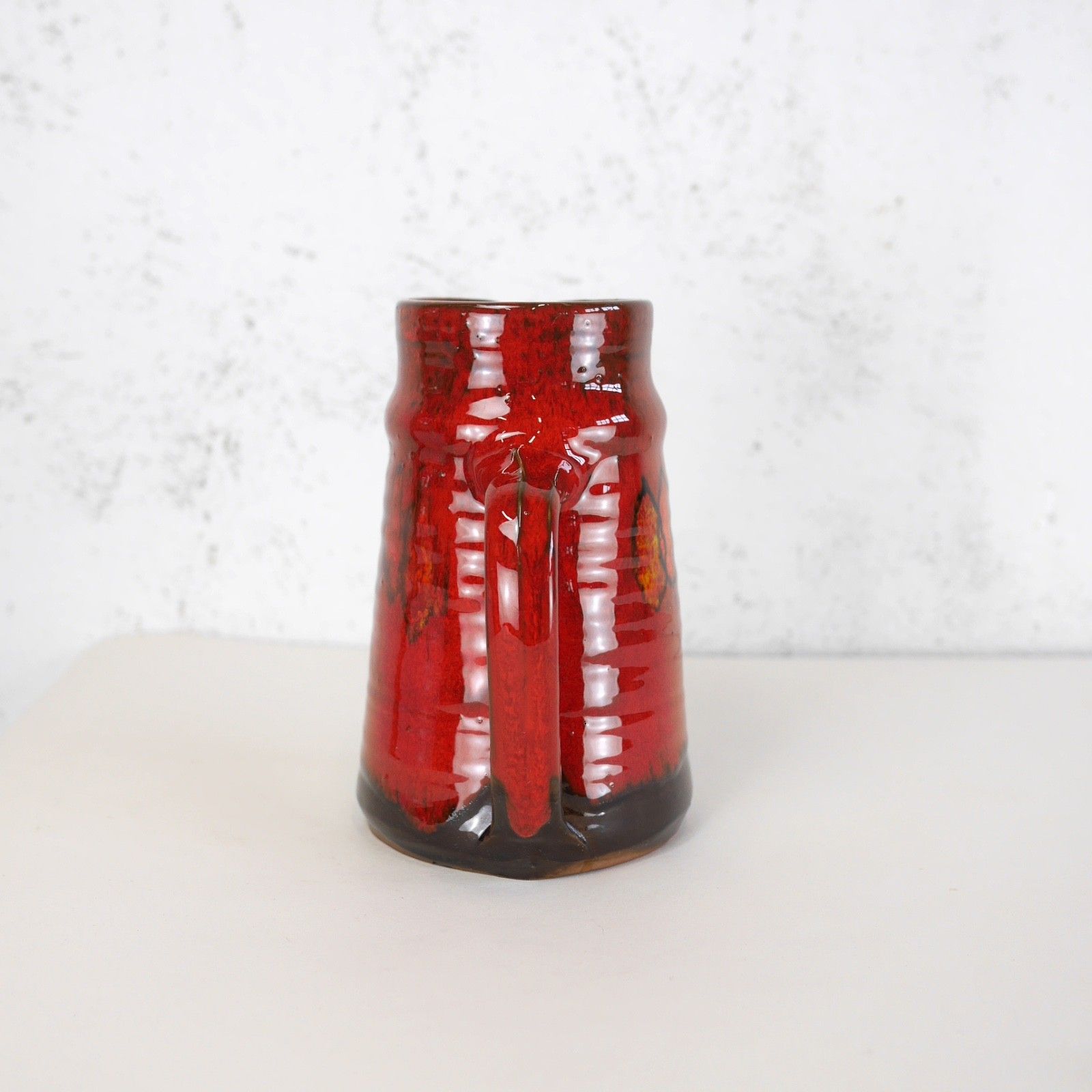Vintage Mid Century Red Studio Pottery Vase Jug Cornwall #103130 photo 65.0